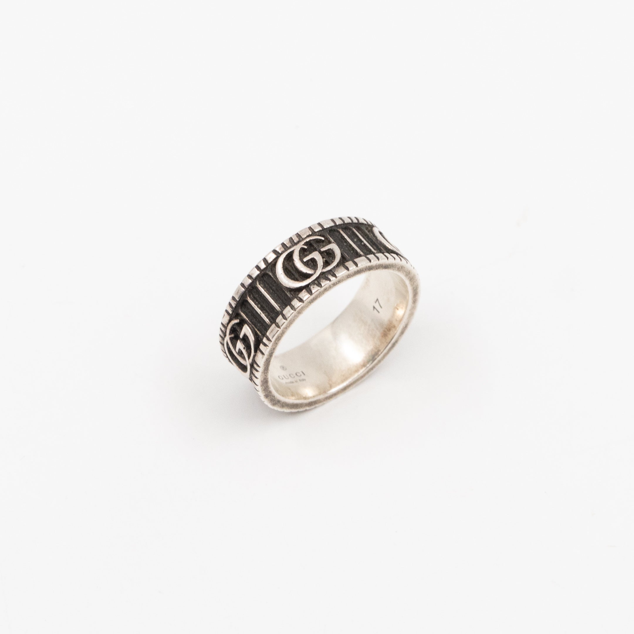 Double G Logo Ring Silver