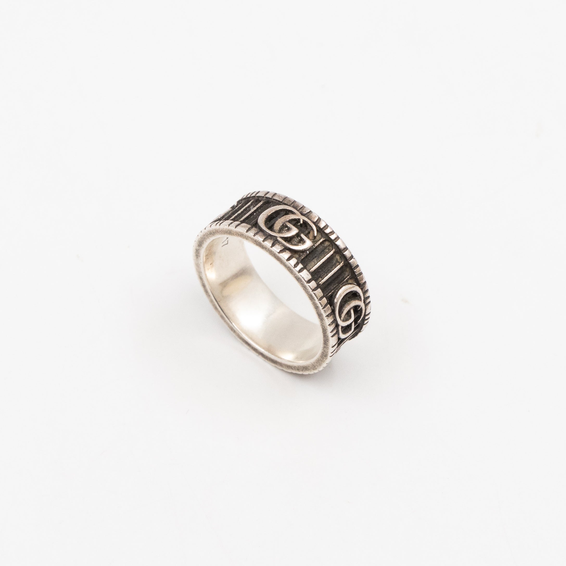 Double G Logo Ring Silver