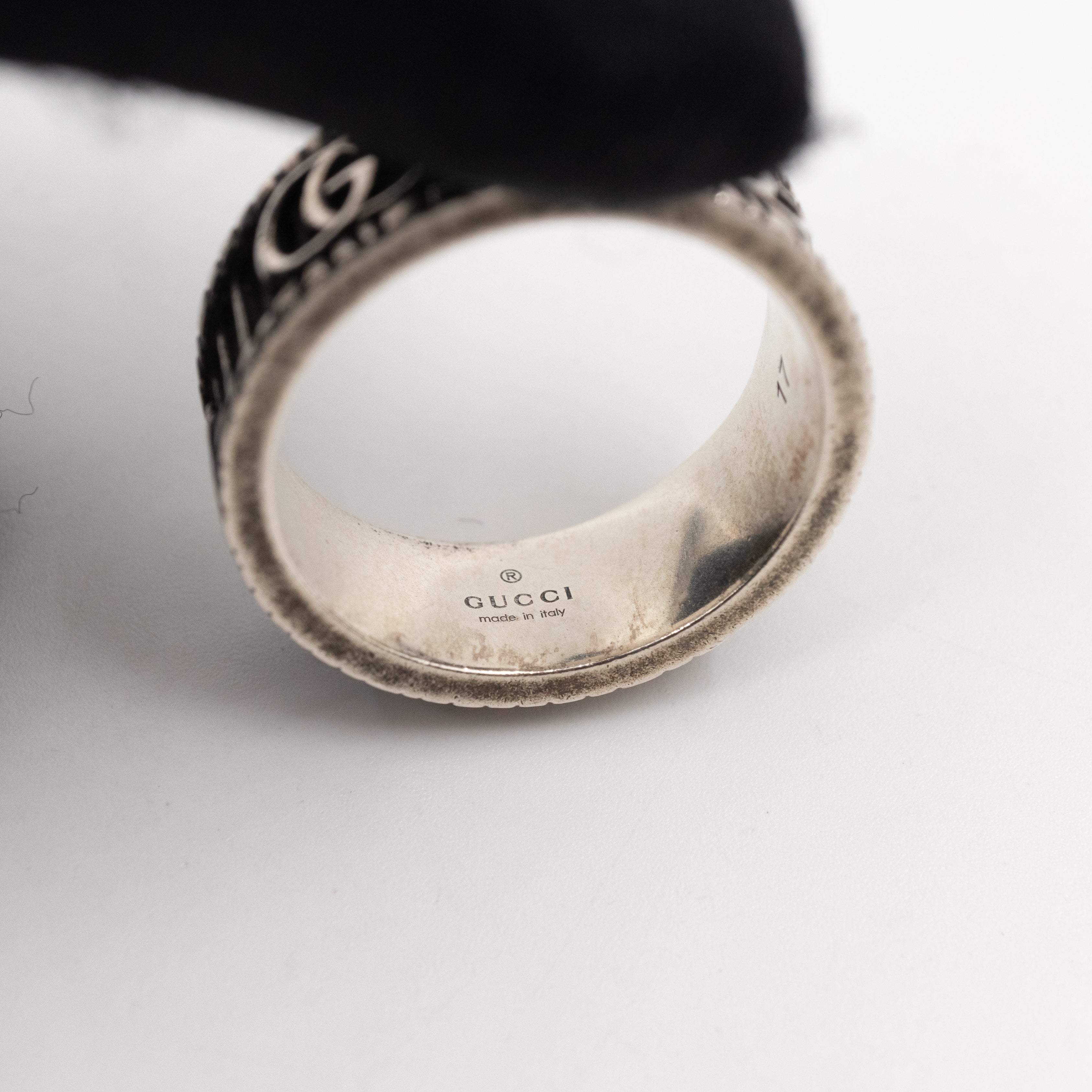 Double G Logo Ring Silver