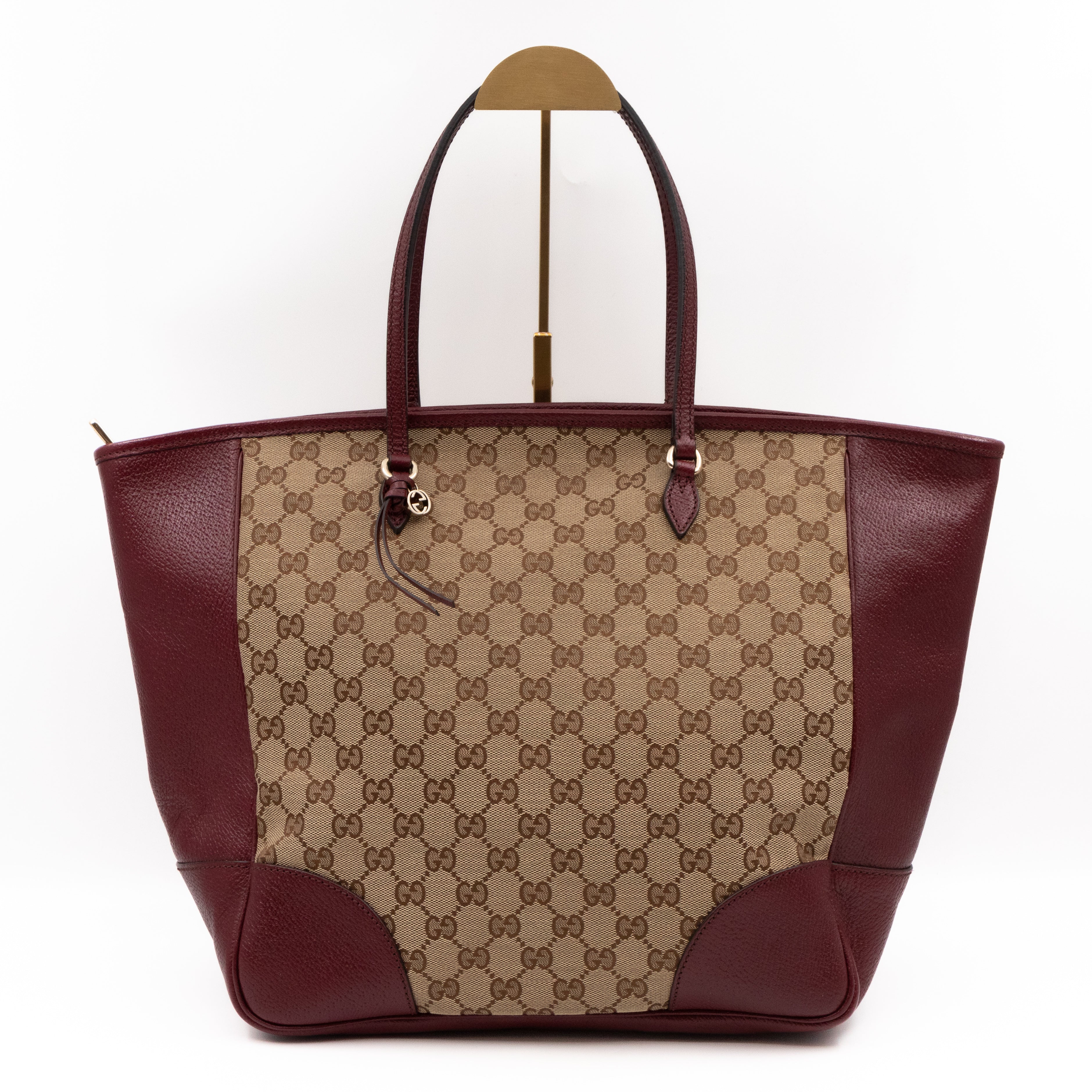 Bree Original Tote Medium GG Canvas Burgundy Leather