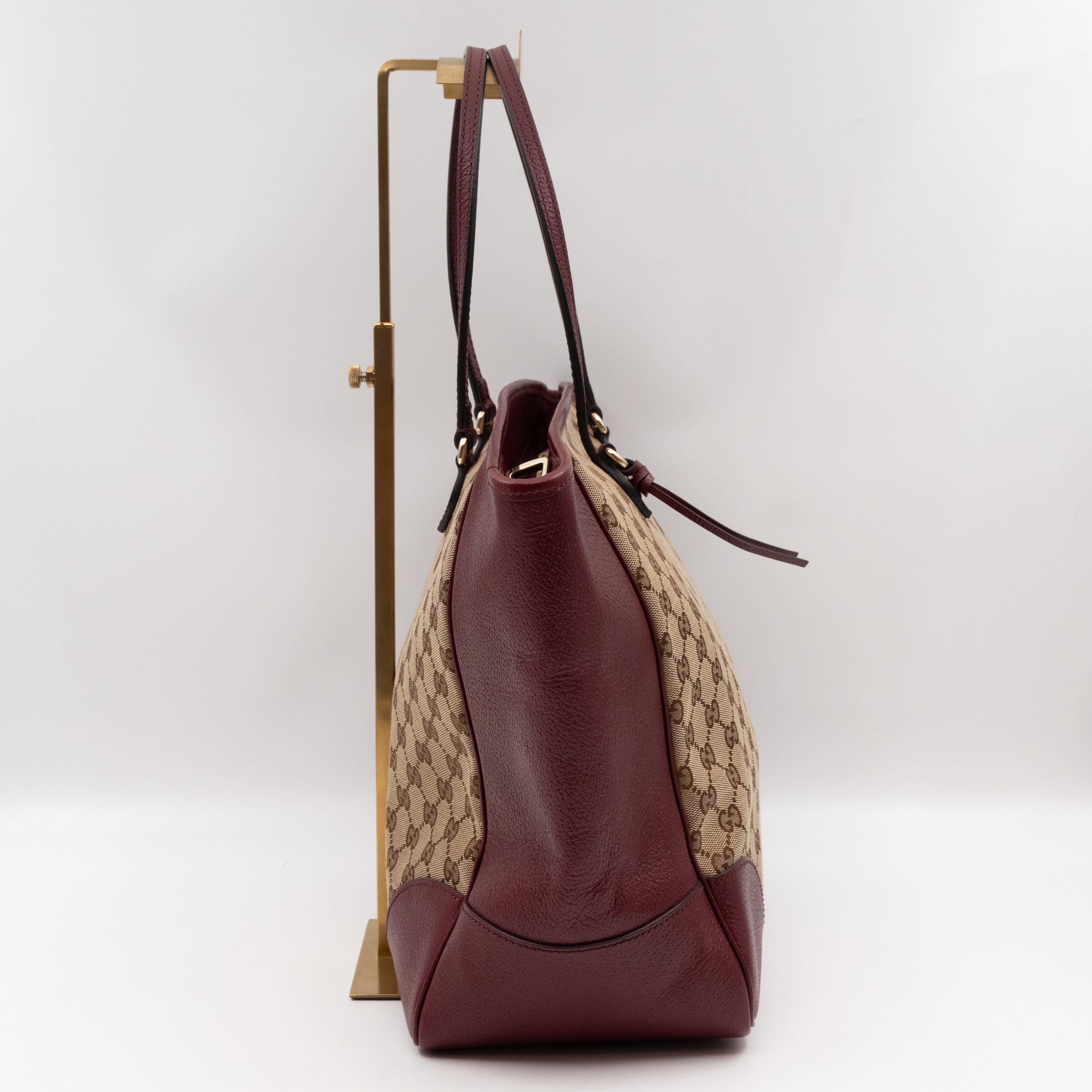 Bree Original Tote Medium GG Canvas Burgundy Leather