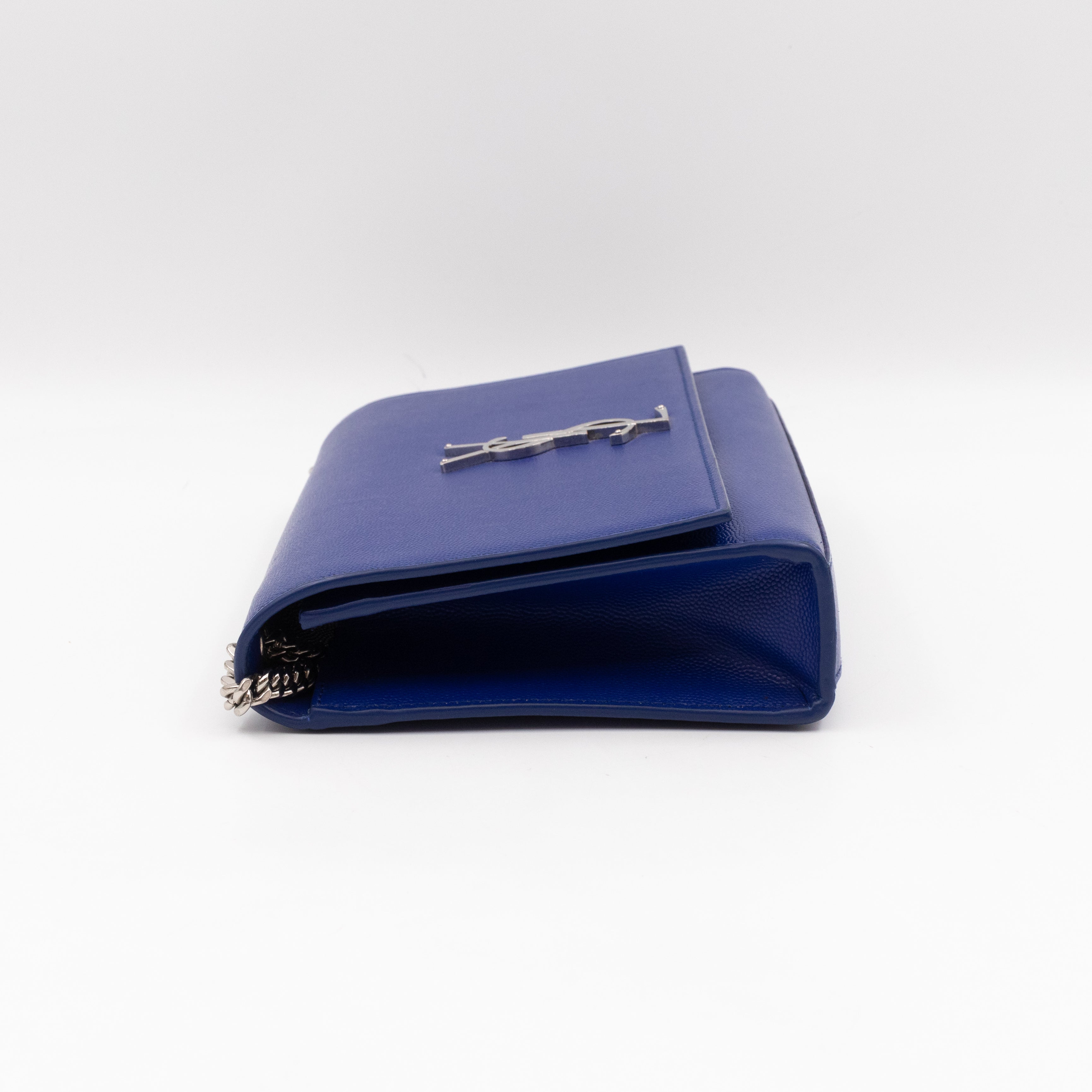 Kate Medium Satchel Blue Grained Leather