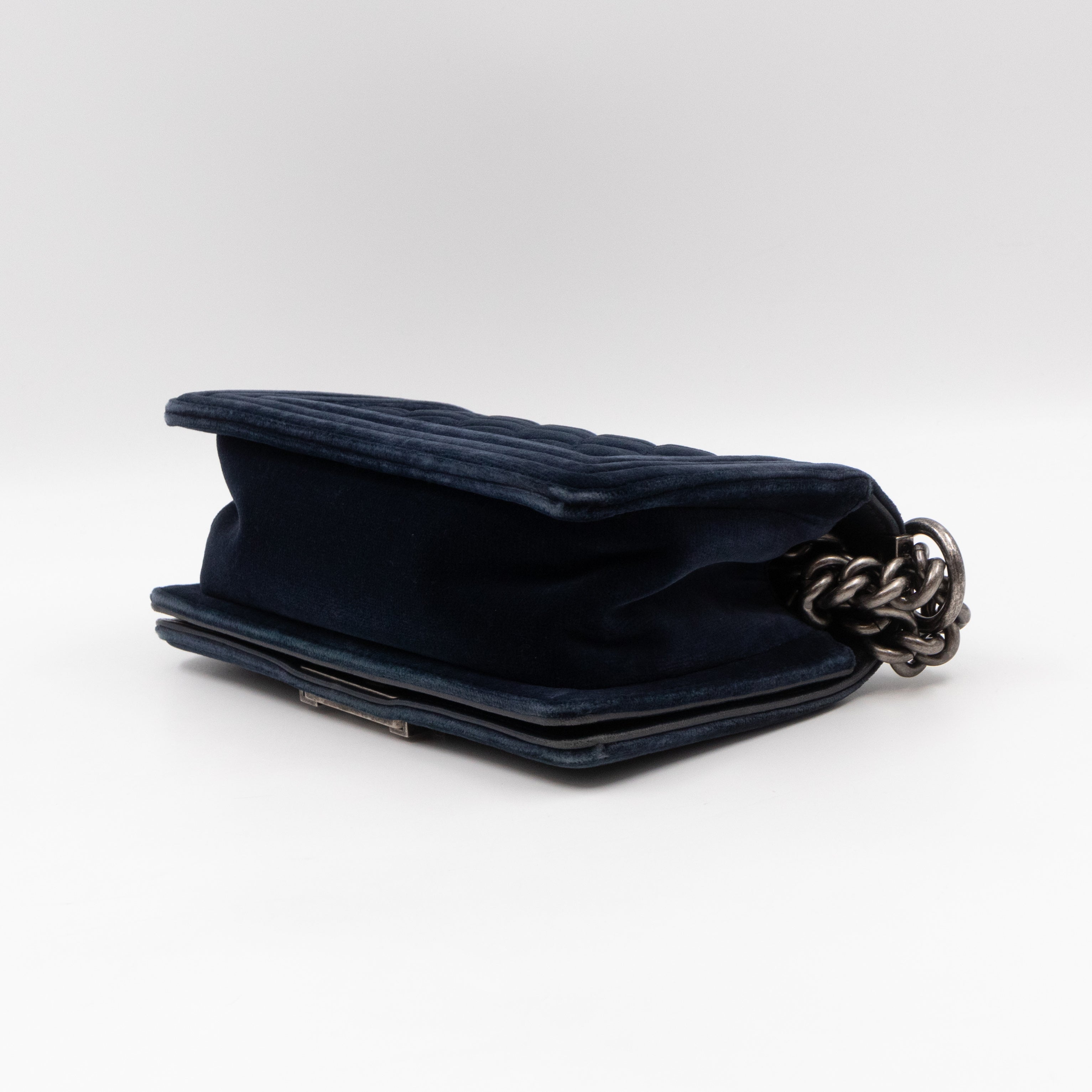 Boy Bag Small Blue Velvet