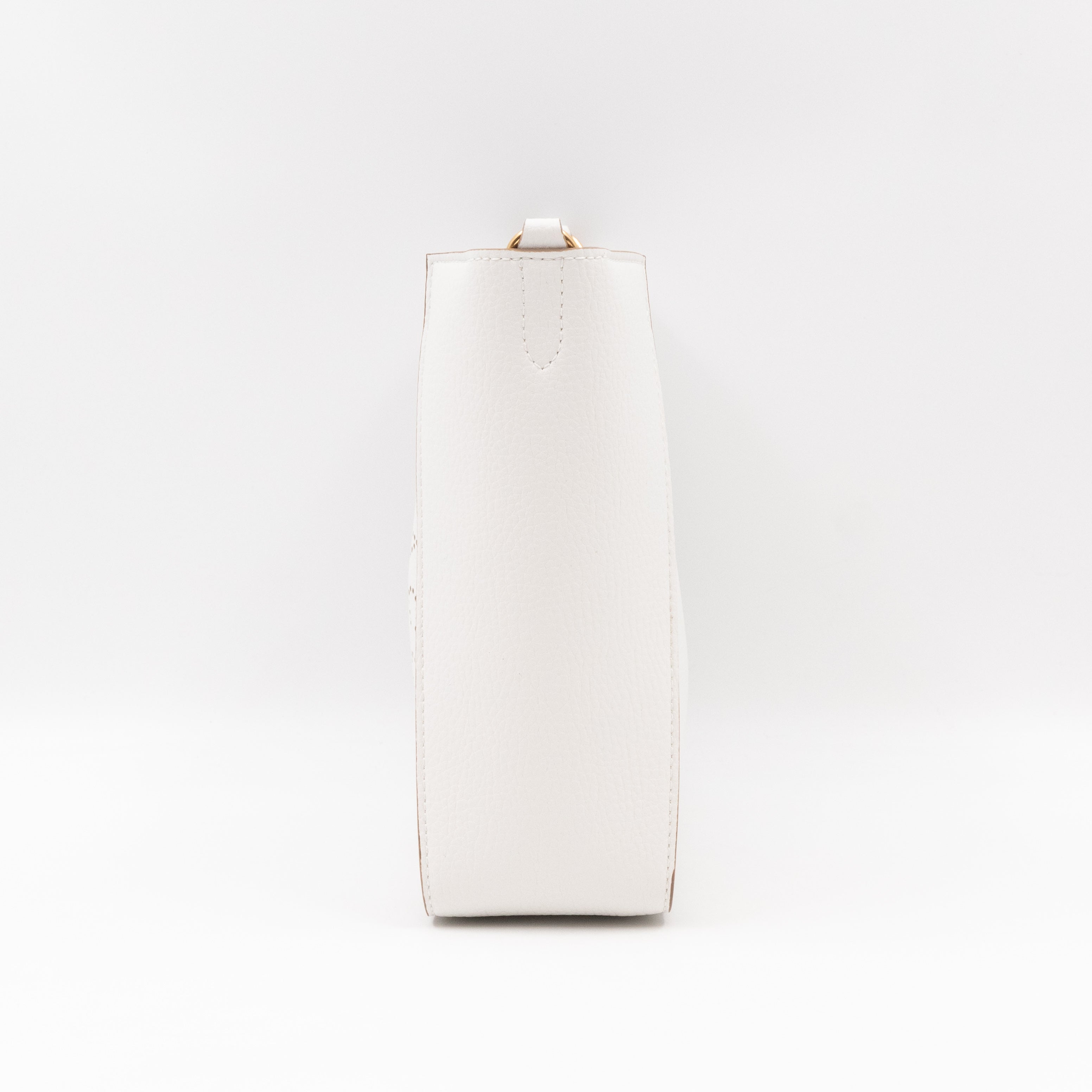 Perforated Logo Mini Crossbody Bag White Leather