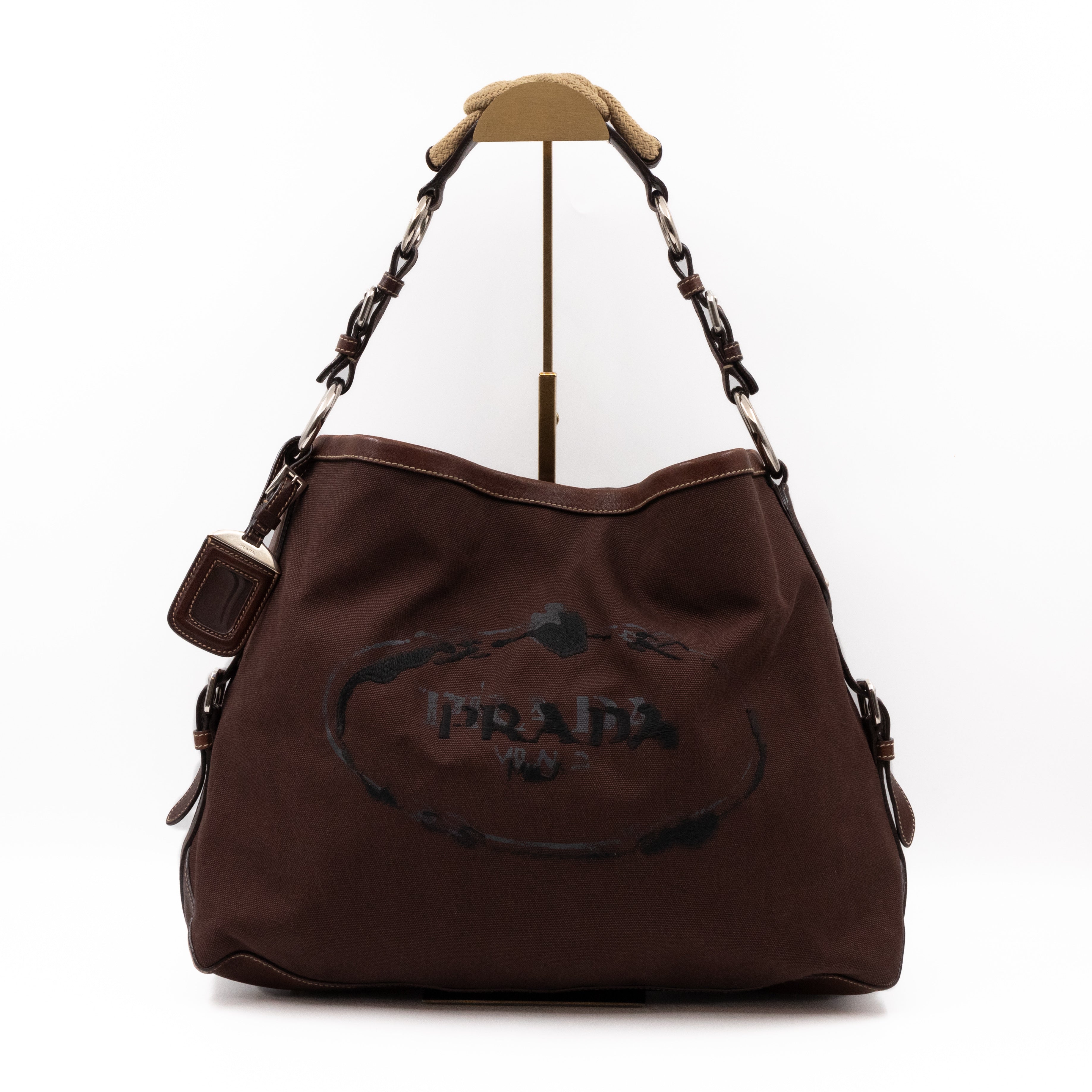 Canapa Hobo Bag Brown Canvas Rope Handle