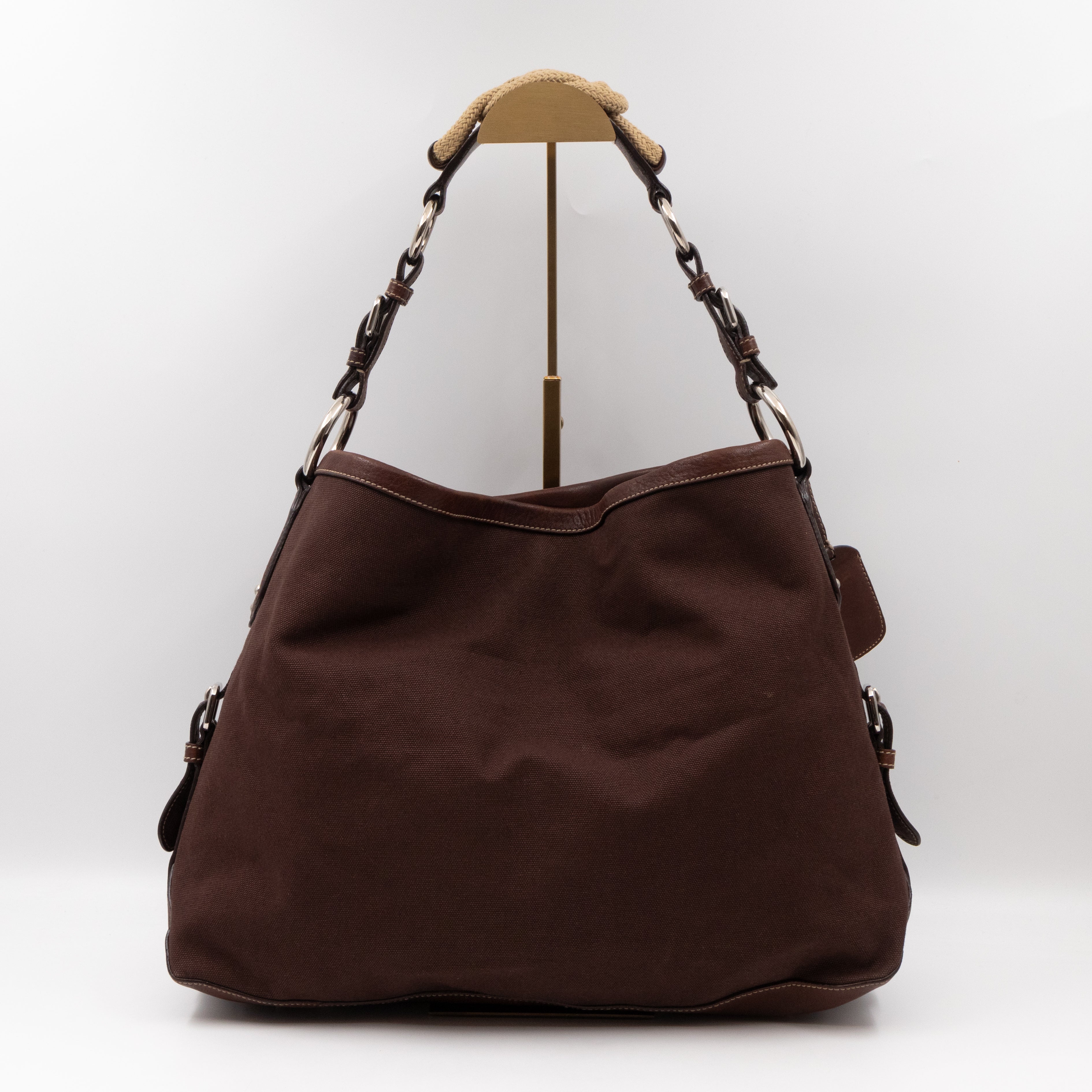 Canapa Hobo Bag Brown Canvas Rope Handle