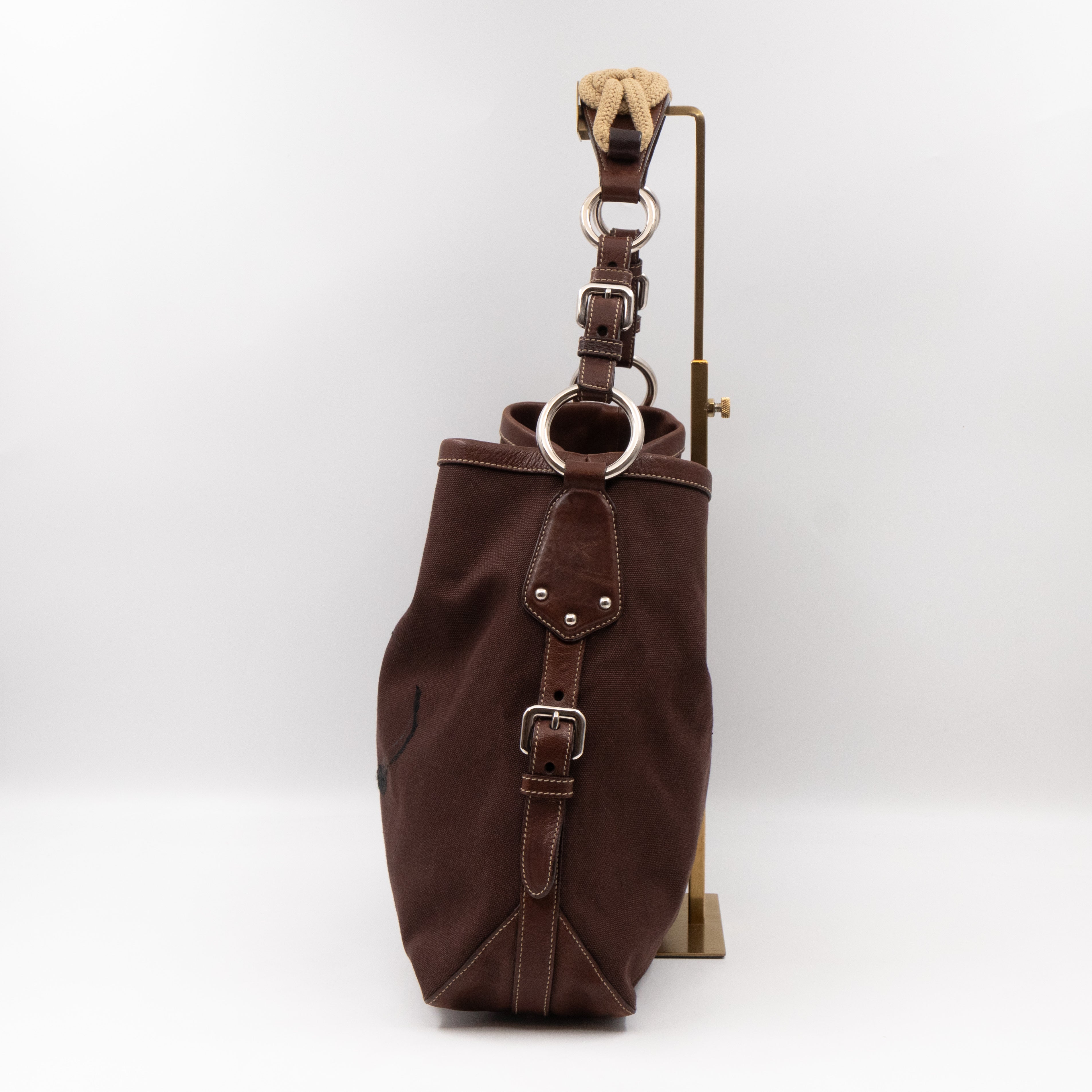 Canapa Hobo Bag Brown Canvas Rope Handle