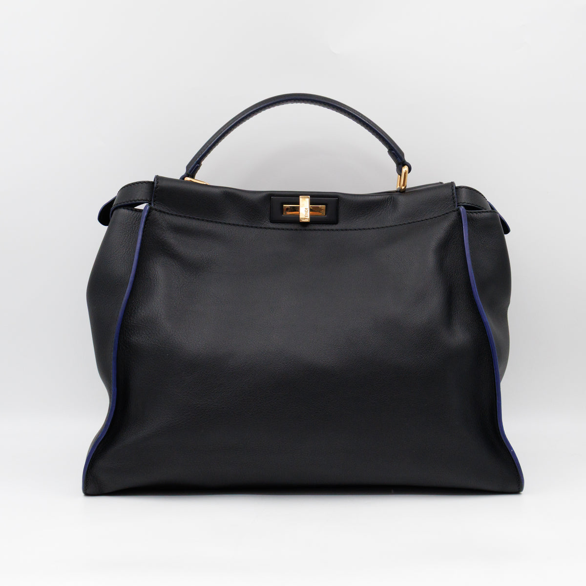 Peekaboo Large Intarsio Mix Grande Studded Fur Black Leather