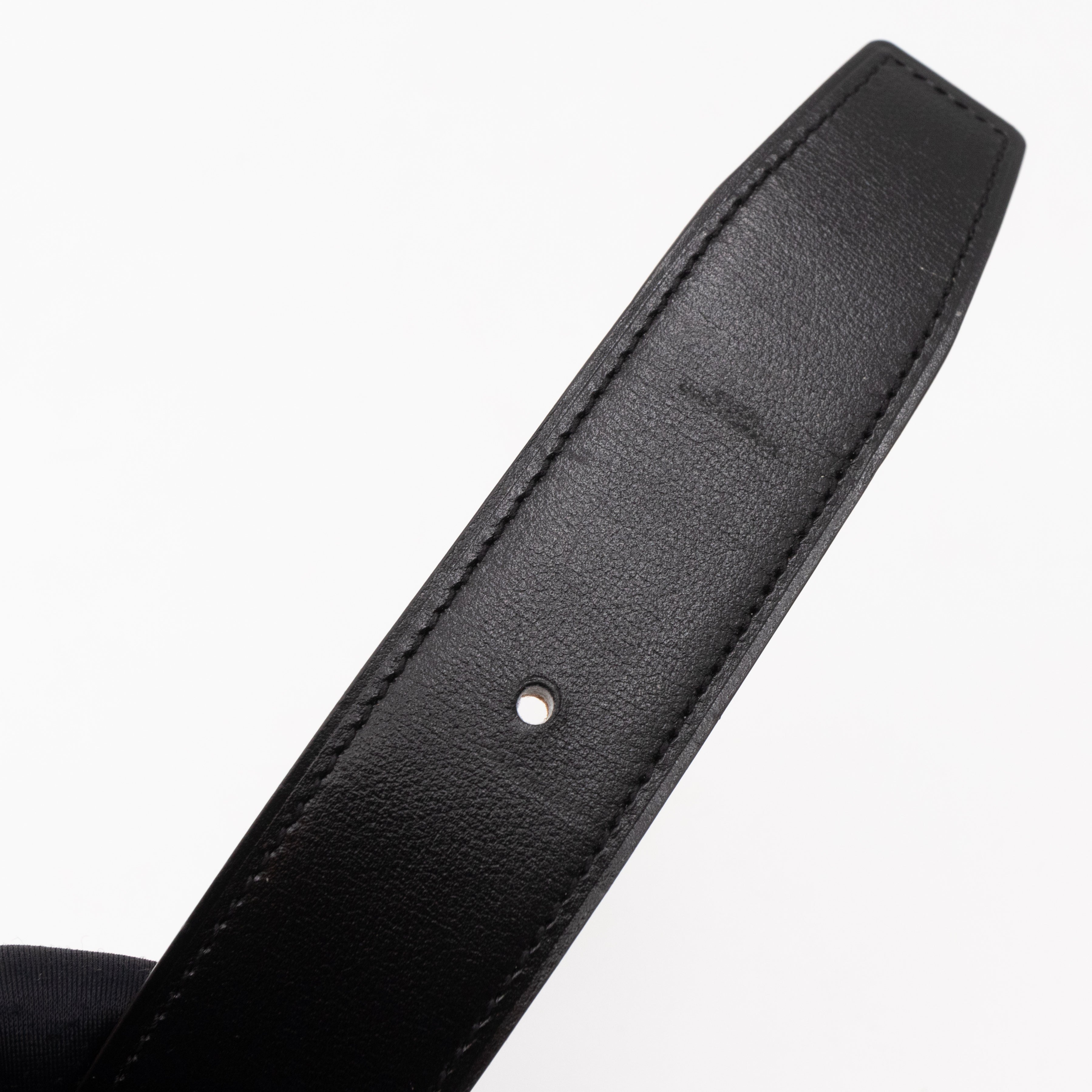 H Buckle & Reversible Gold and Black Leather Belt 95/37