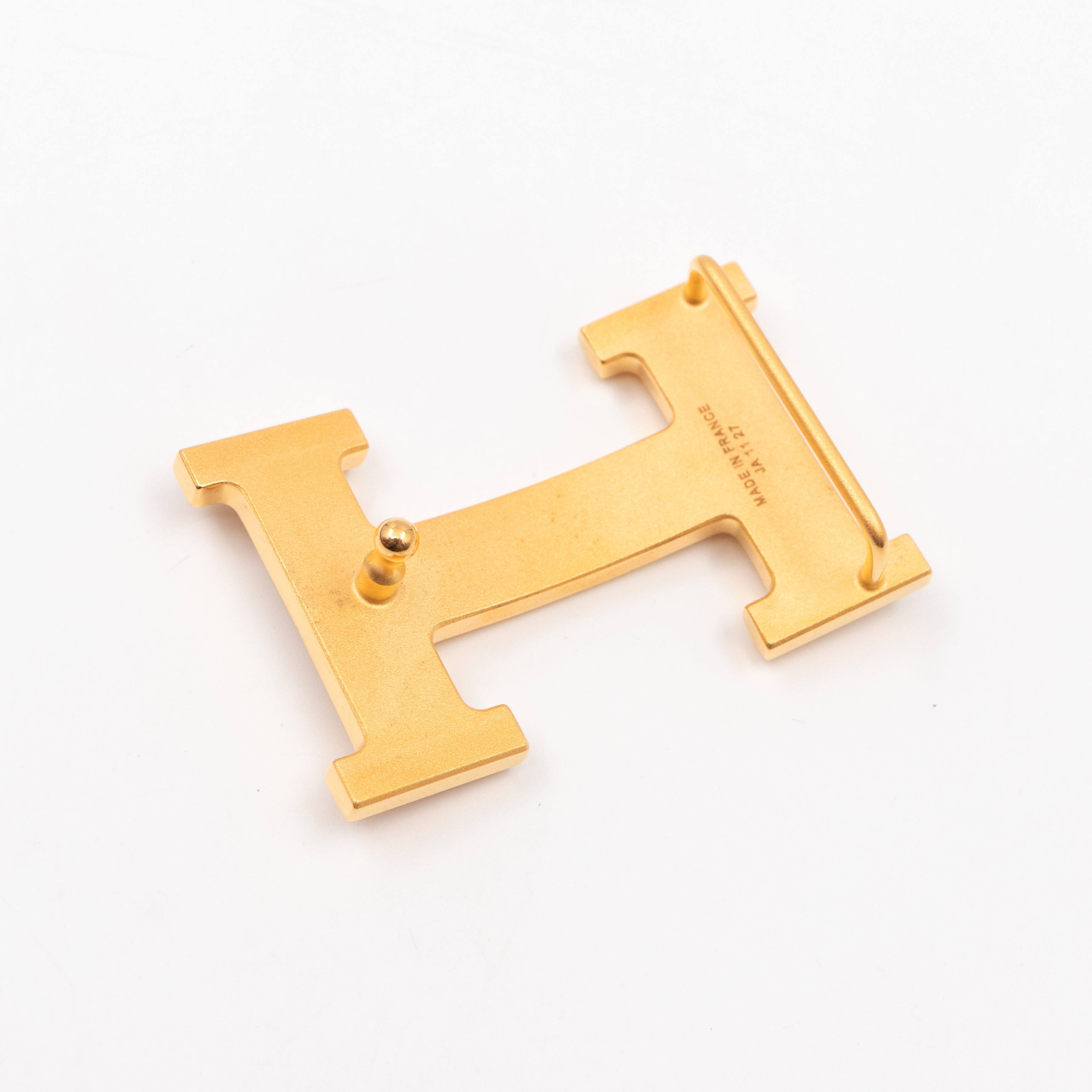 H Buckle & Reversible Gold and Black Leather Belt 95/37
