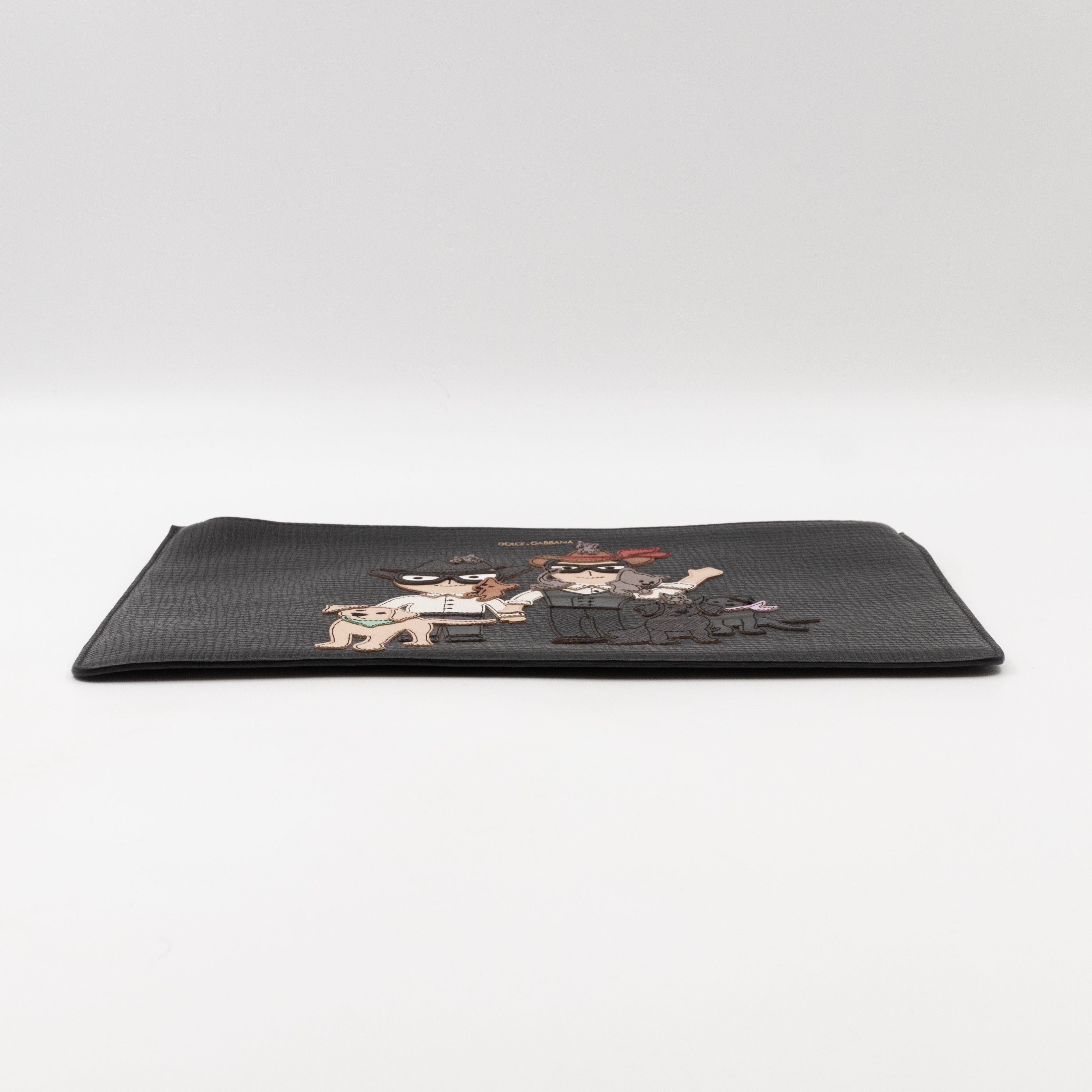 Family Patch Pouch Black Leather