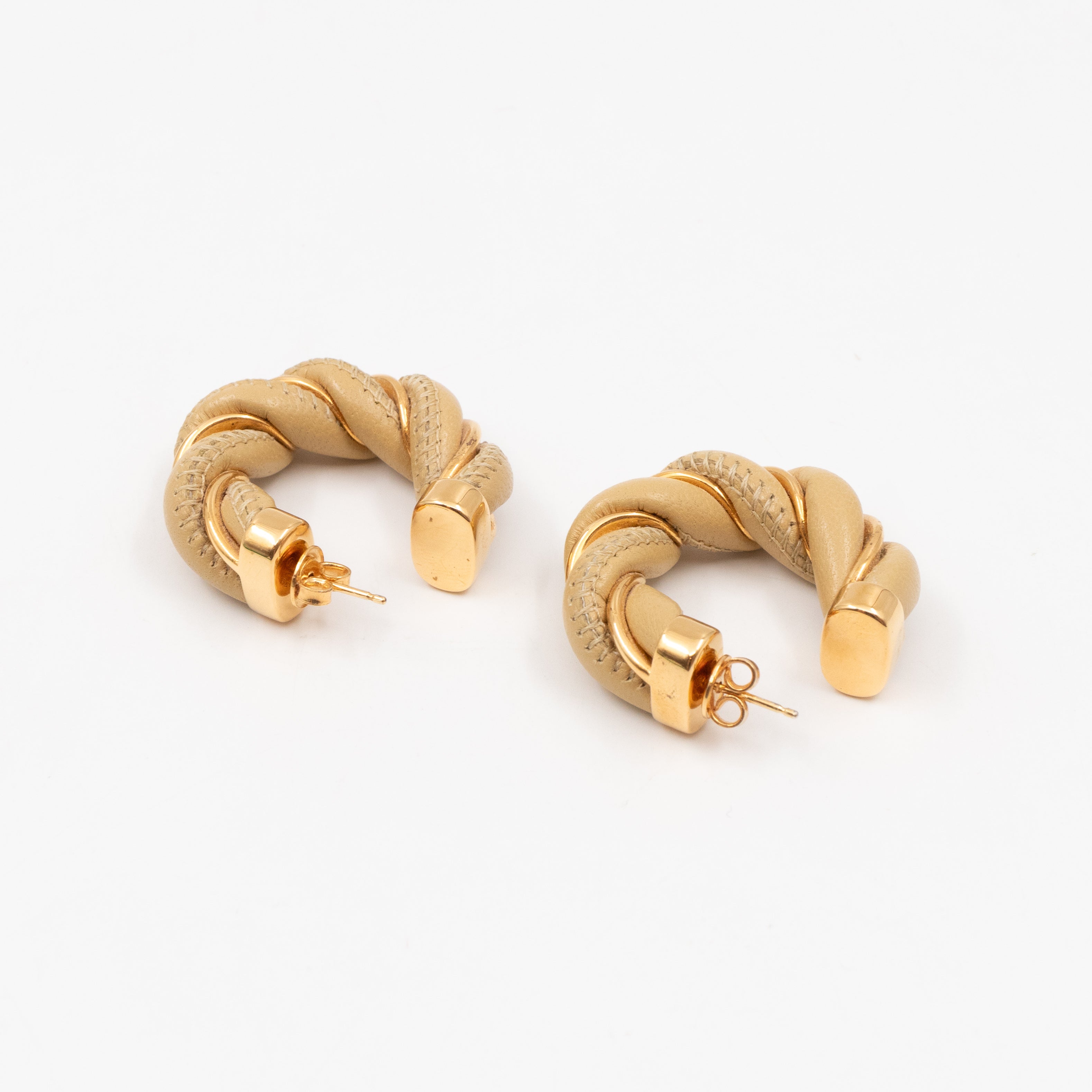 Twist Earrings Yellow Leather Gold Plated Silver