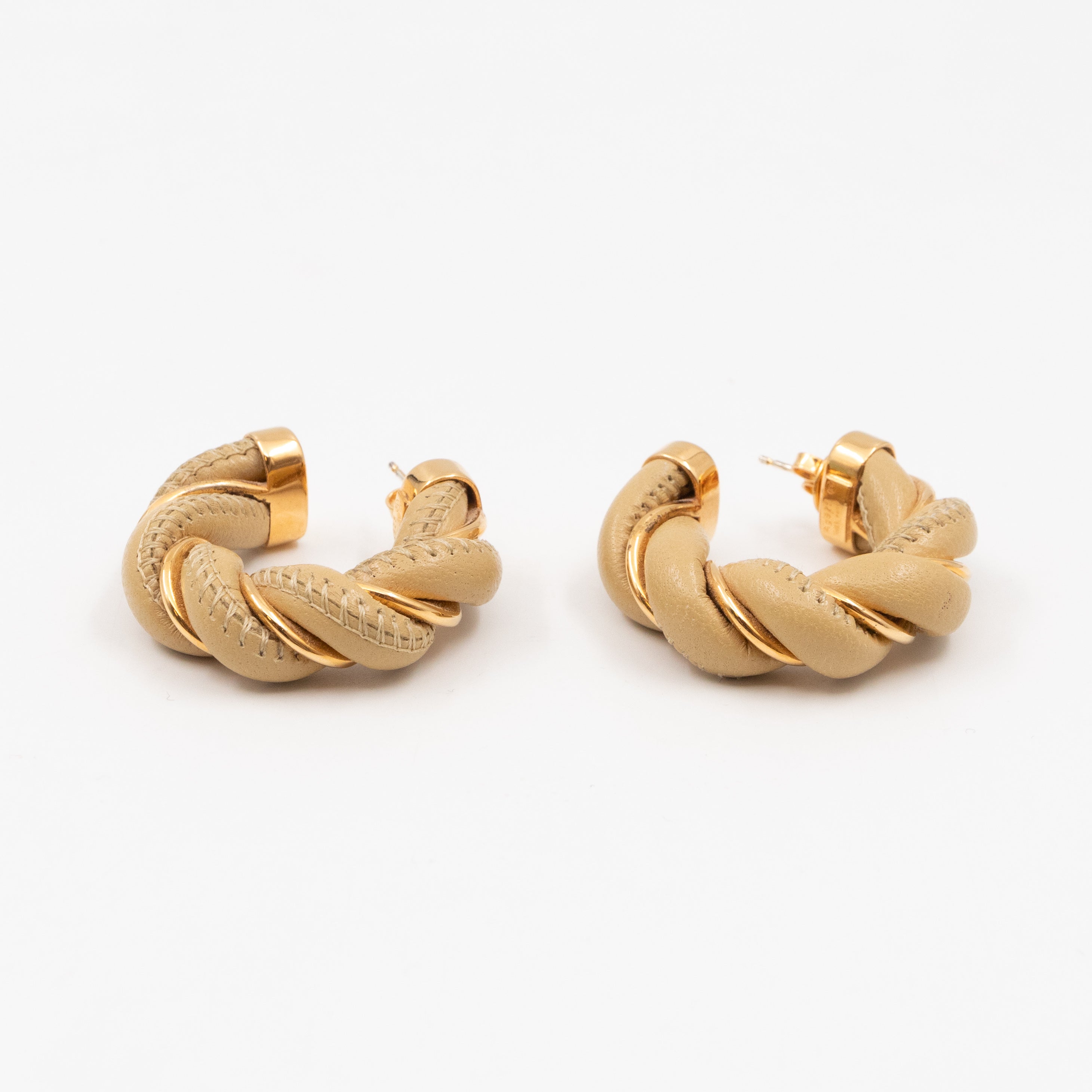 Twist Earrings Yellow Leather Gold Plated Silver