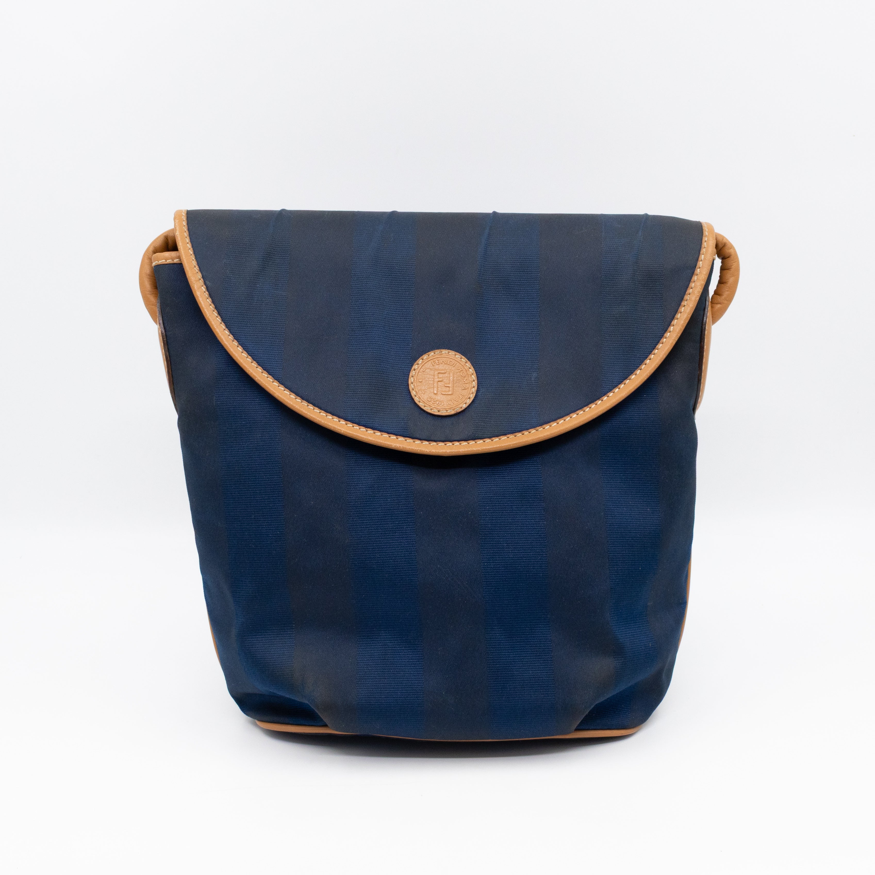 Vintage Crossbody Purse Bag Blue Coated Canvas