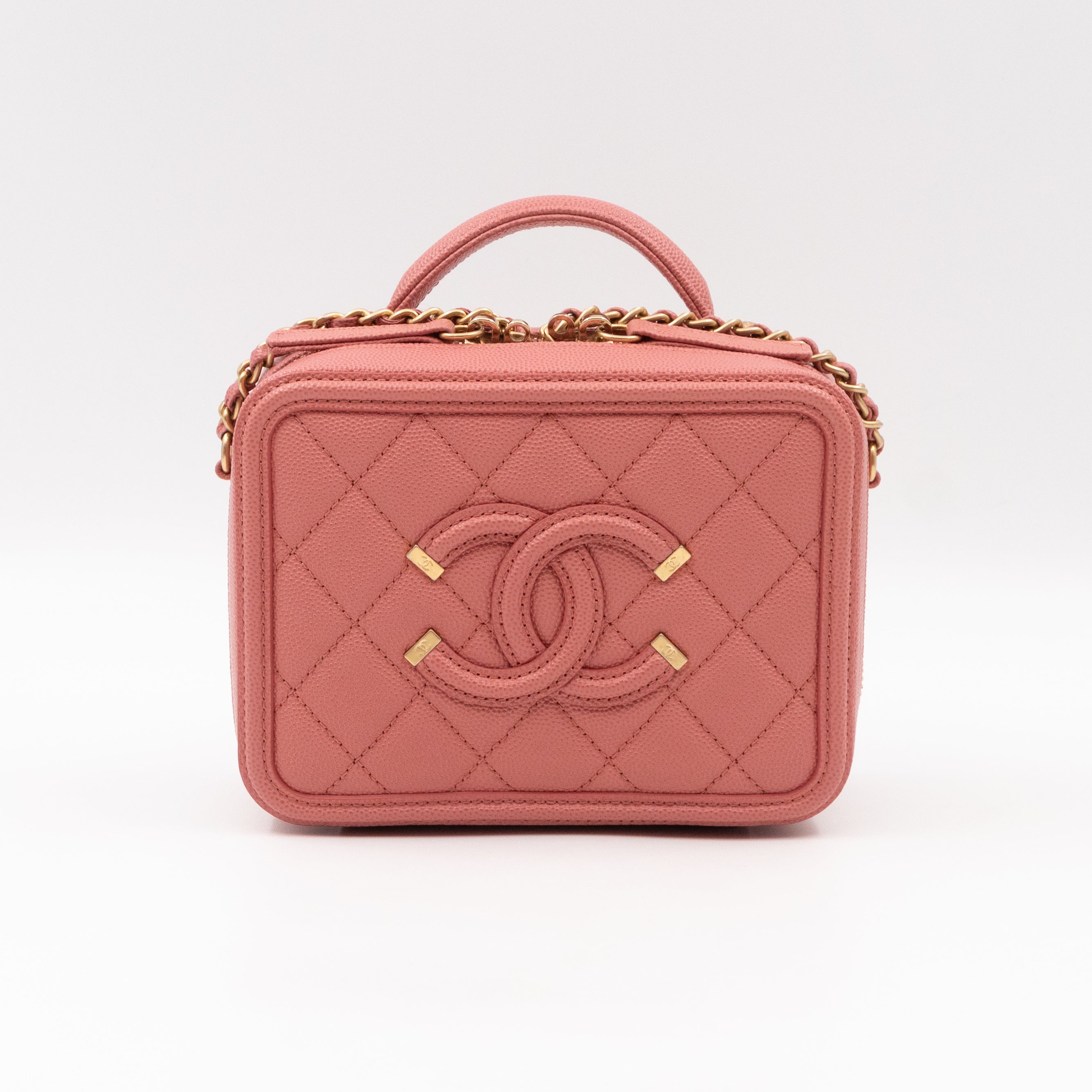 Small Vanity Filigree CC Caviar Light Pink & Gold