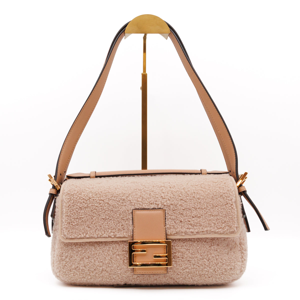Multi Baguette Shoulder Bag Rosa Plaster Shearling