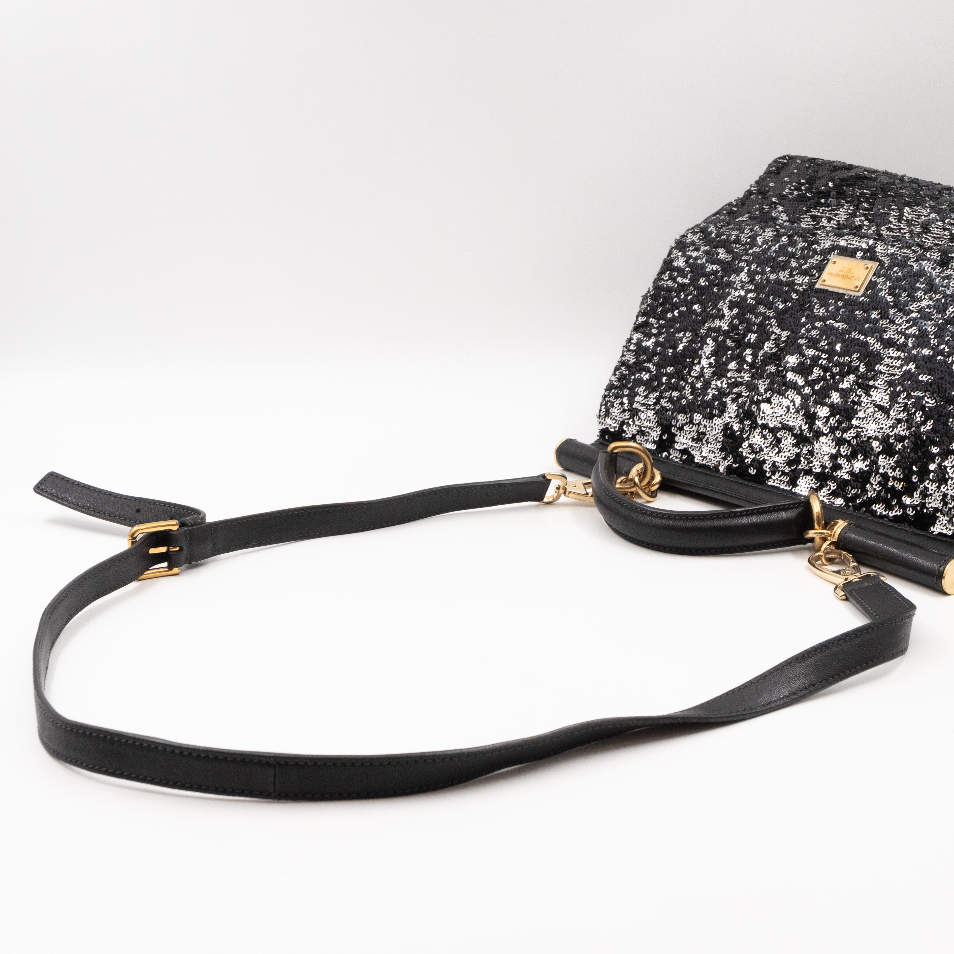 Sicily Large Black Sequins Leather