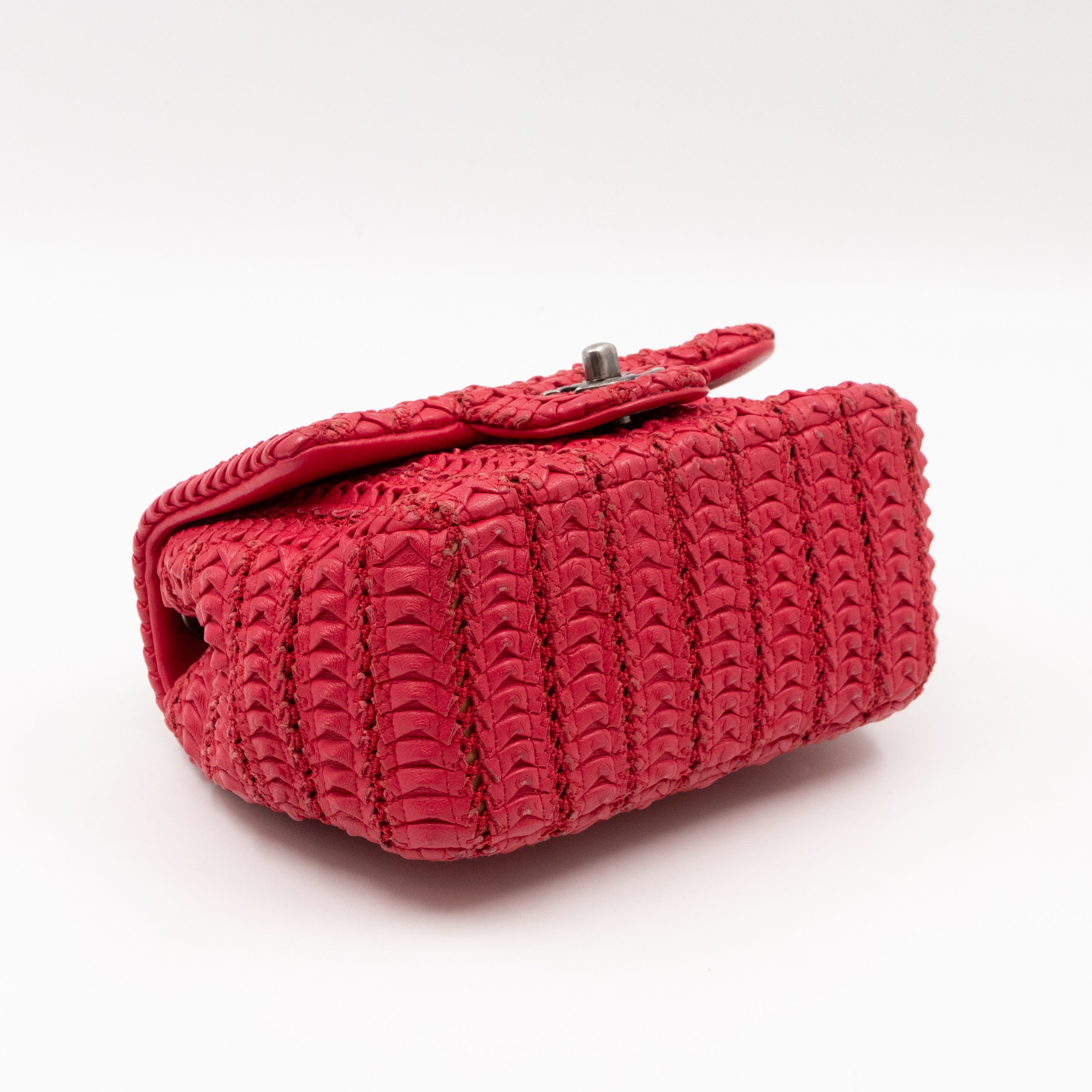 Classic Flap Mini Square Crochet Red Lambskin