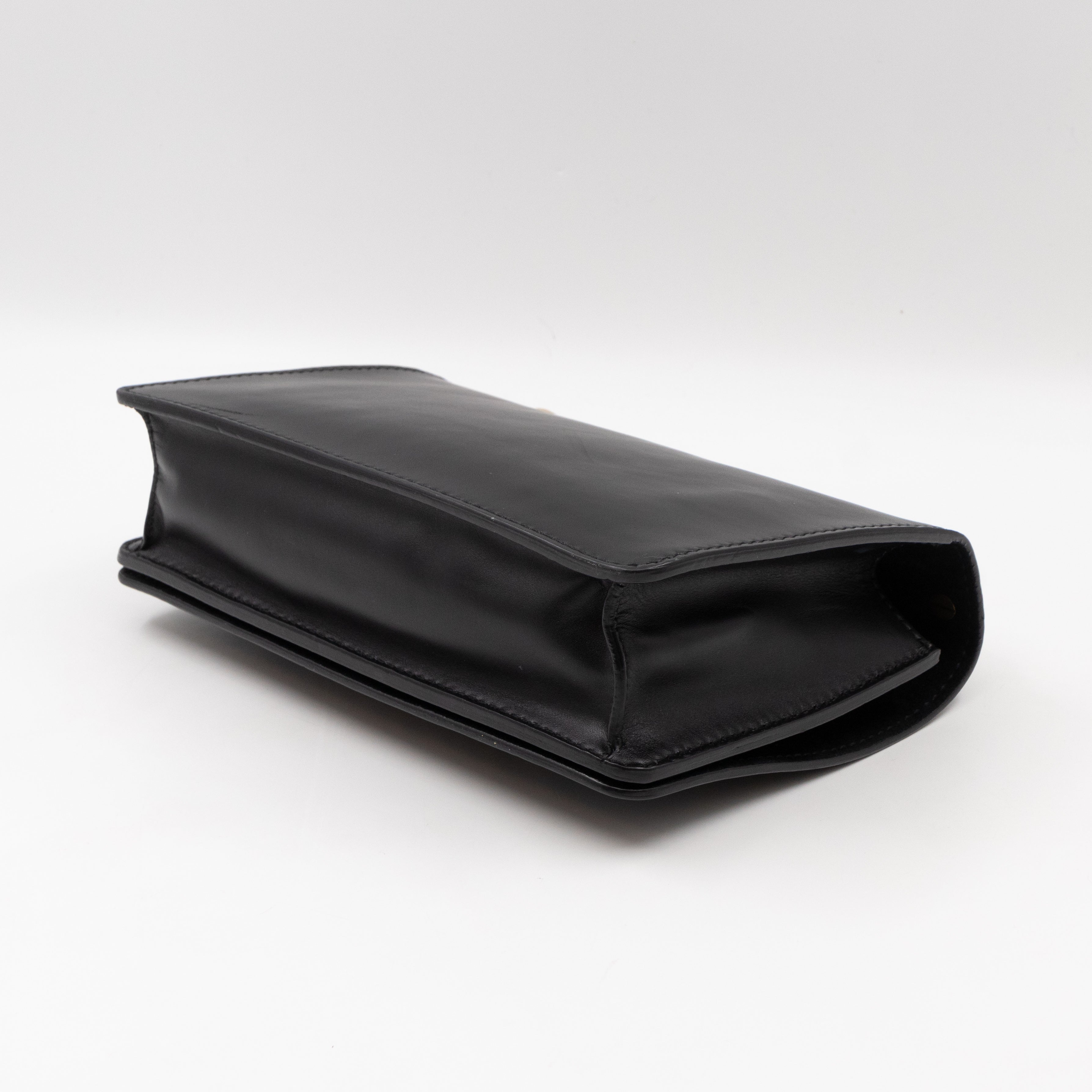 J'Adior Flap Bag Medium Black Leather