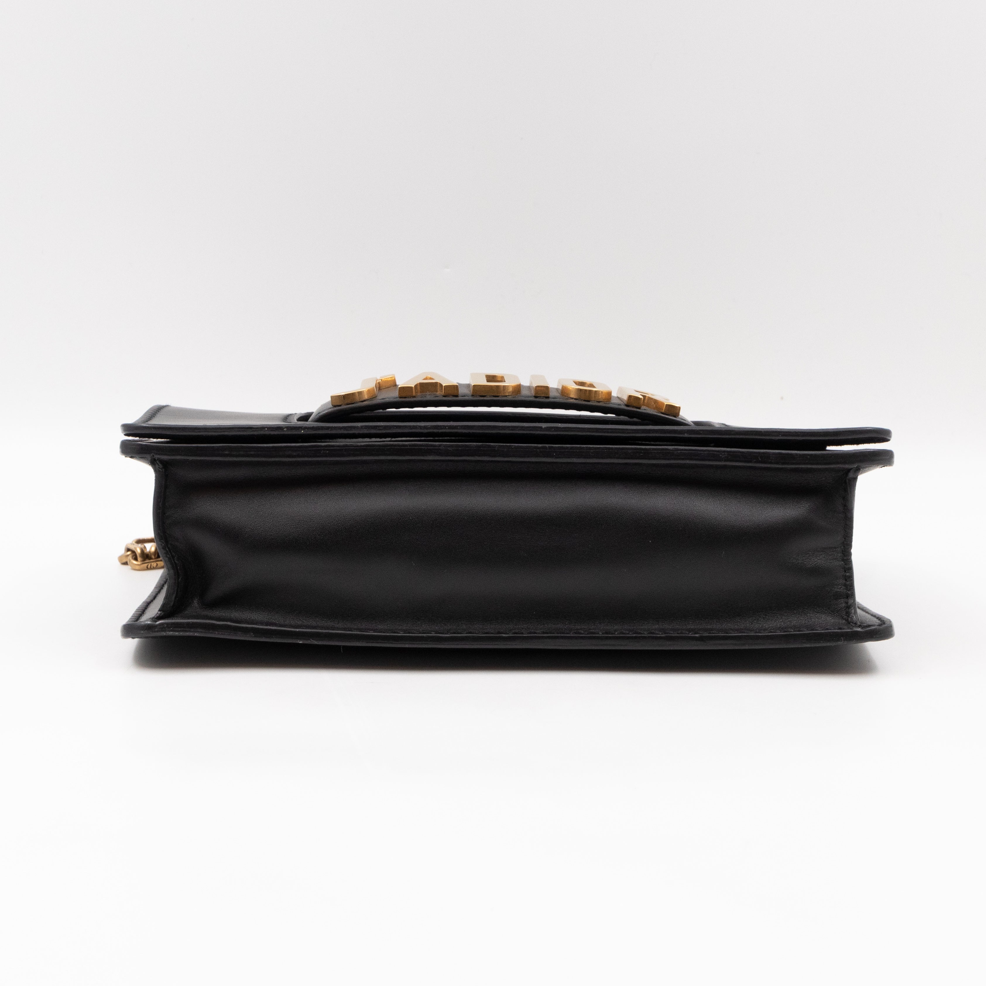J'Adior Flap Bag Medium Black Leather