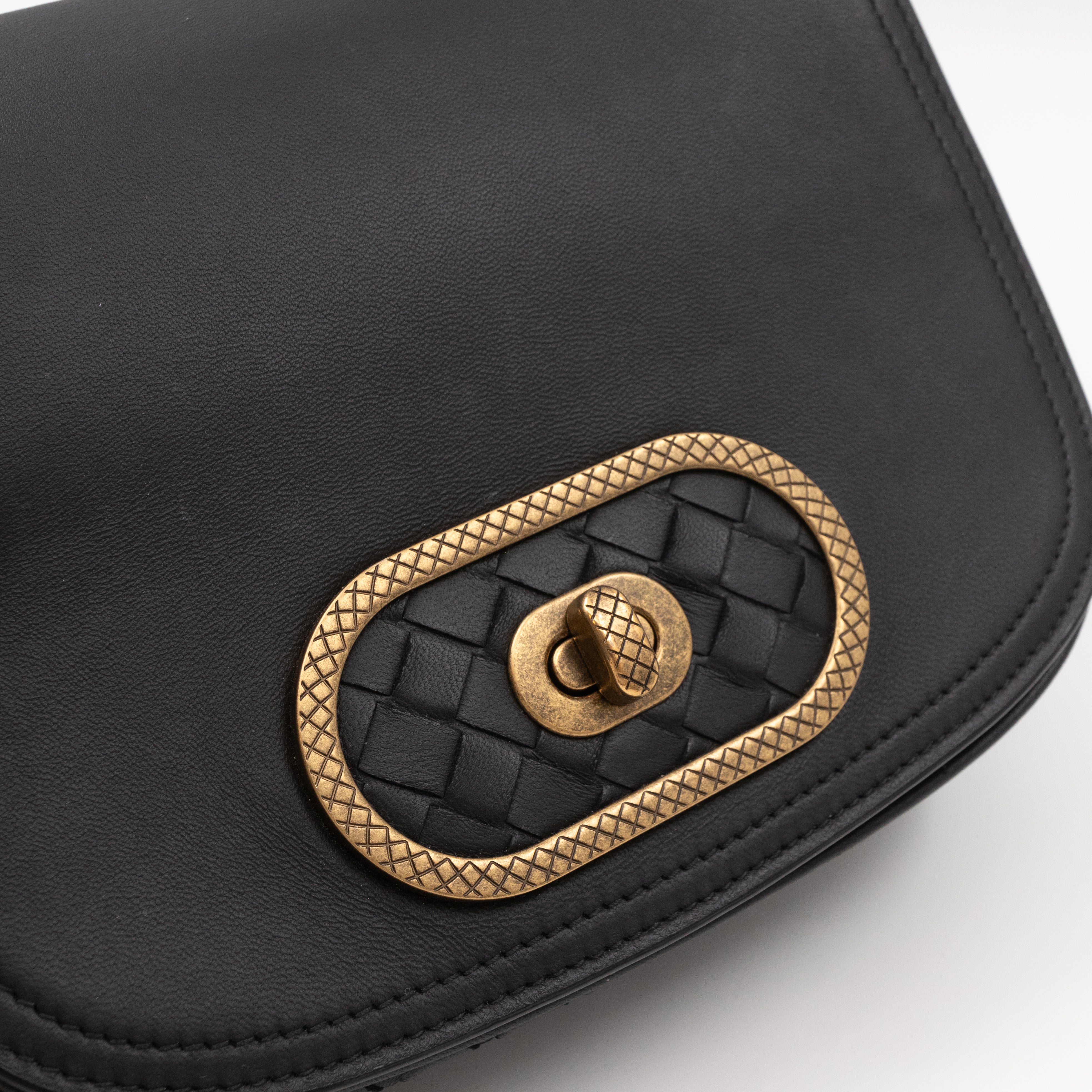 Luna Crossbody Bag Intrecciato Black Leather