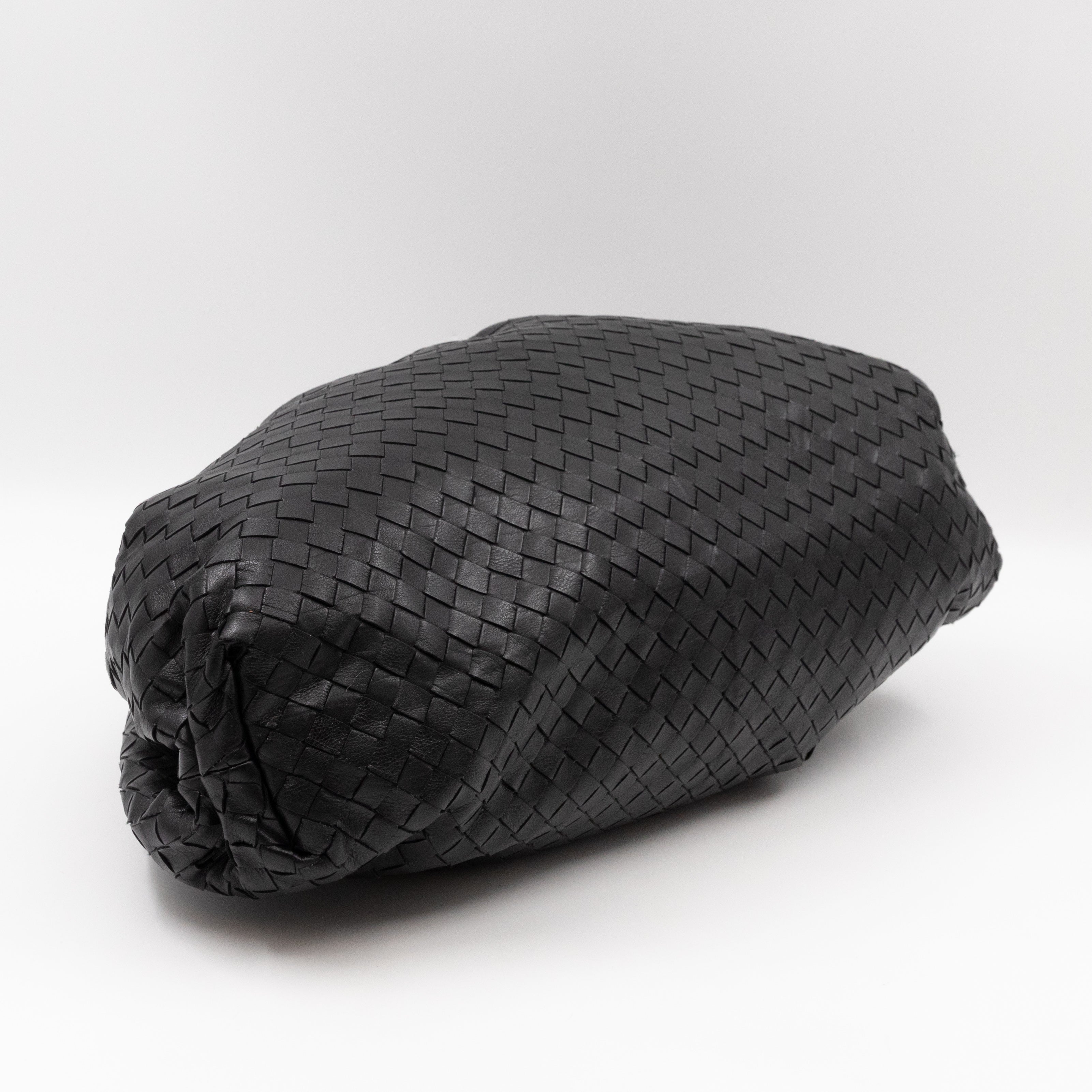 Pouch Clutch Intrecciato black Leather