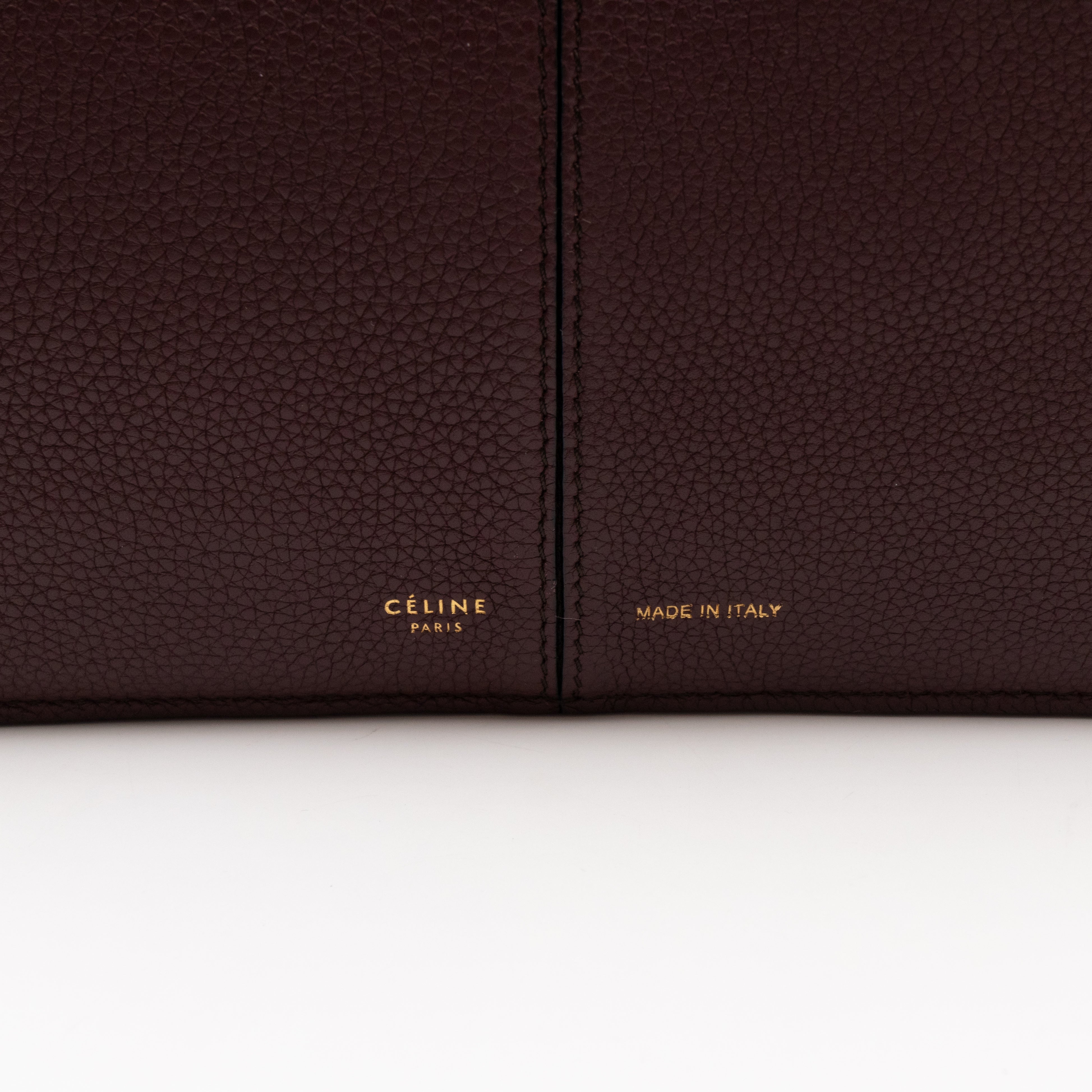 Tri-Fold Small Burgundy Grained Calfskin Leather