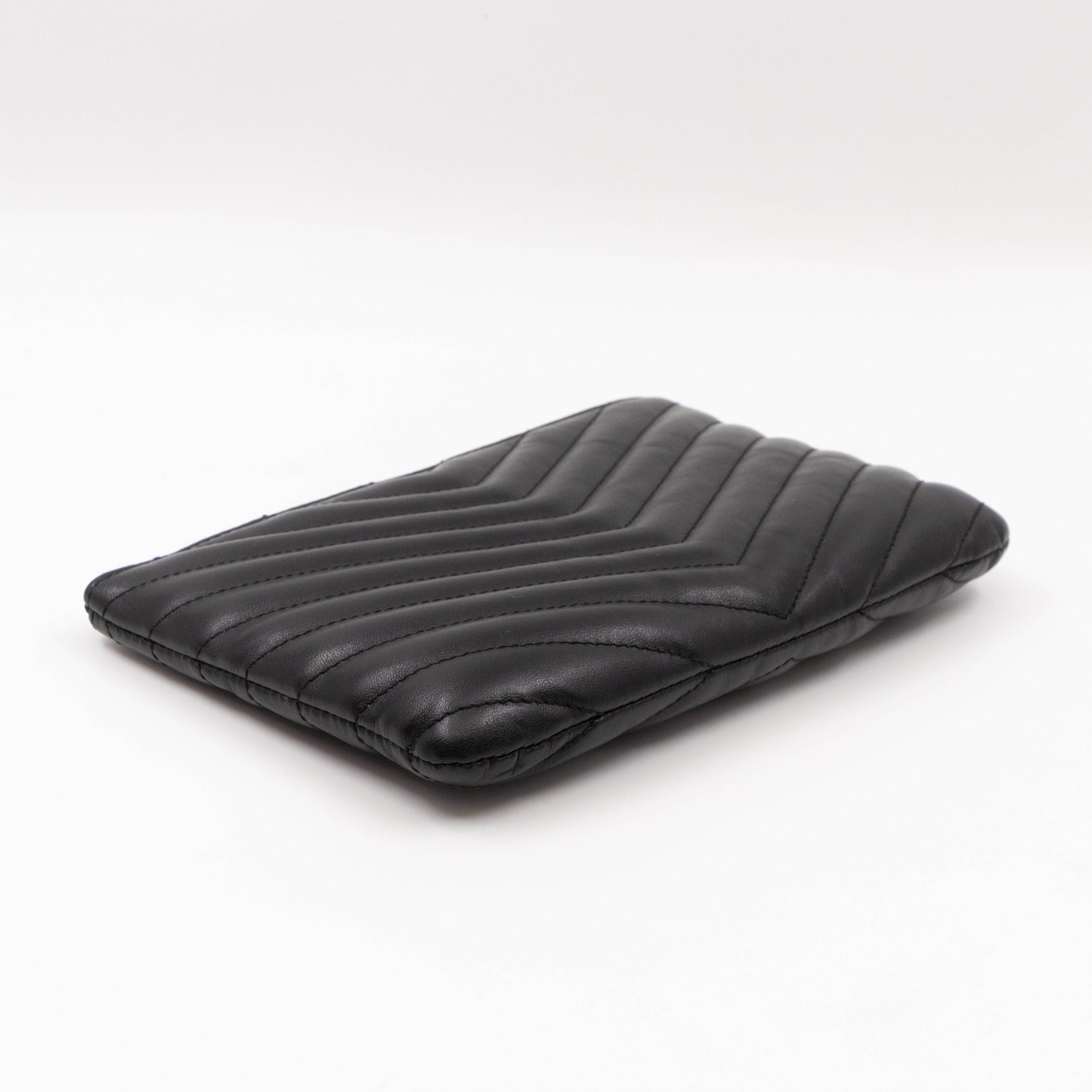 Monogram Pouch Black Matelasse Leather