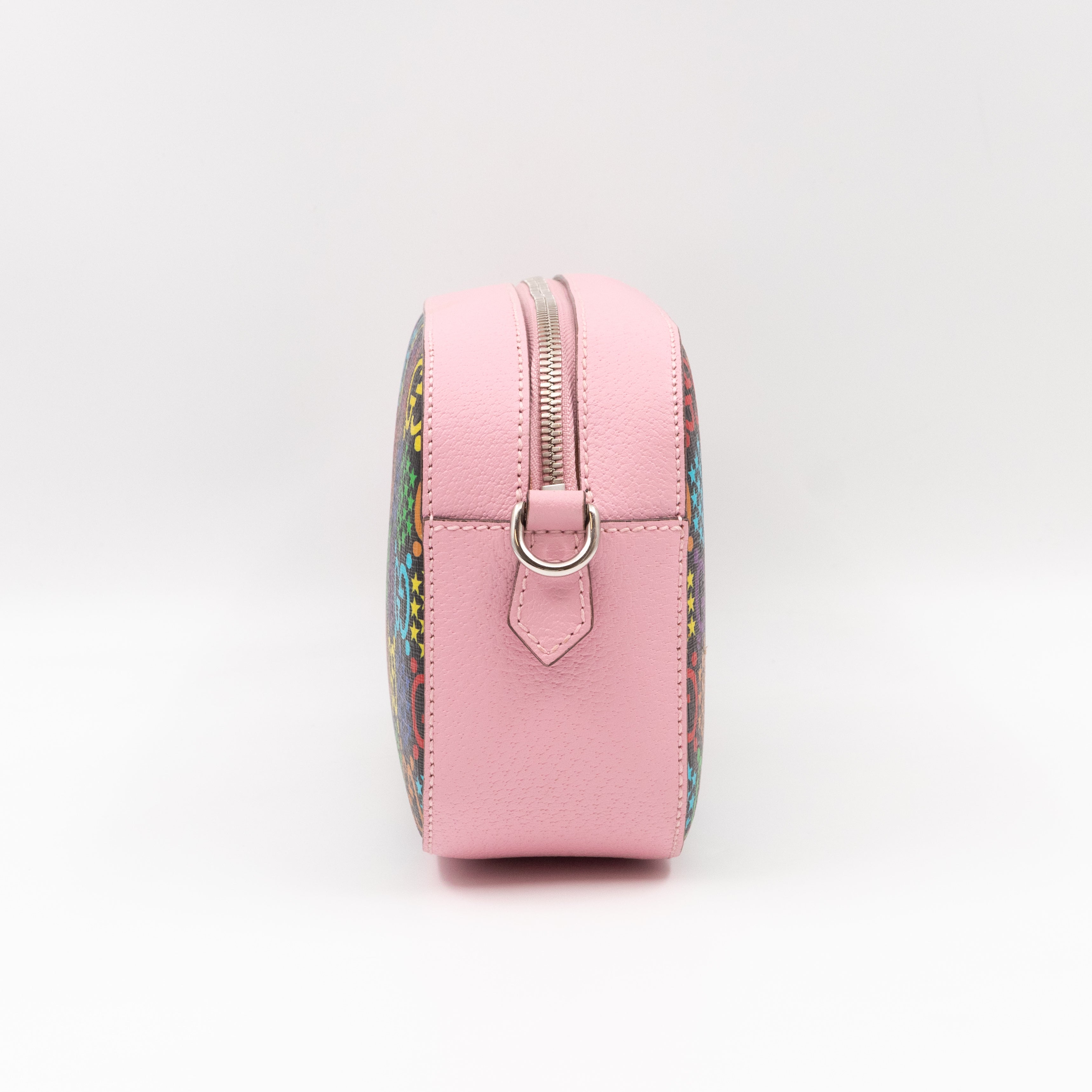 GG Psychedelic Shoulder Bag Canvas Pink Leather