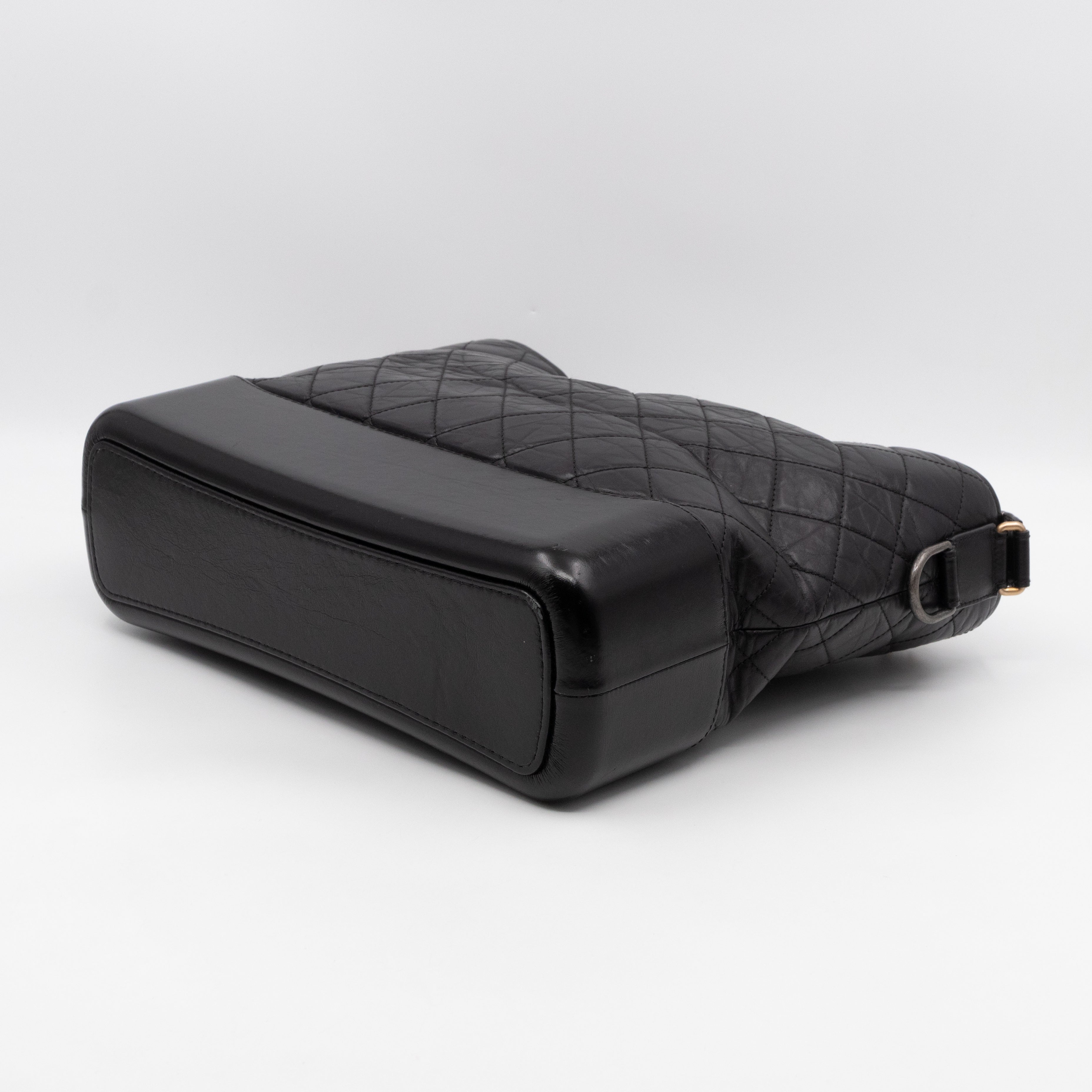 Gabrielle Hobo Maxi Black Calfskin Leather