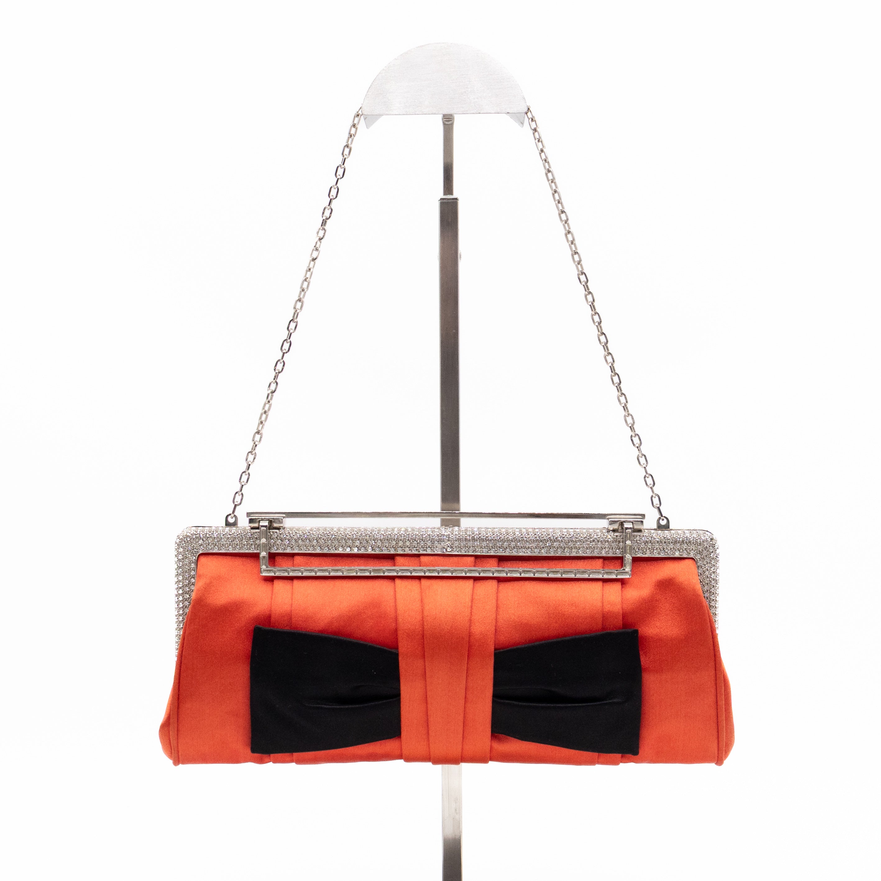 Crystal Satin Evening Clutch Bag Red Satin