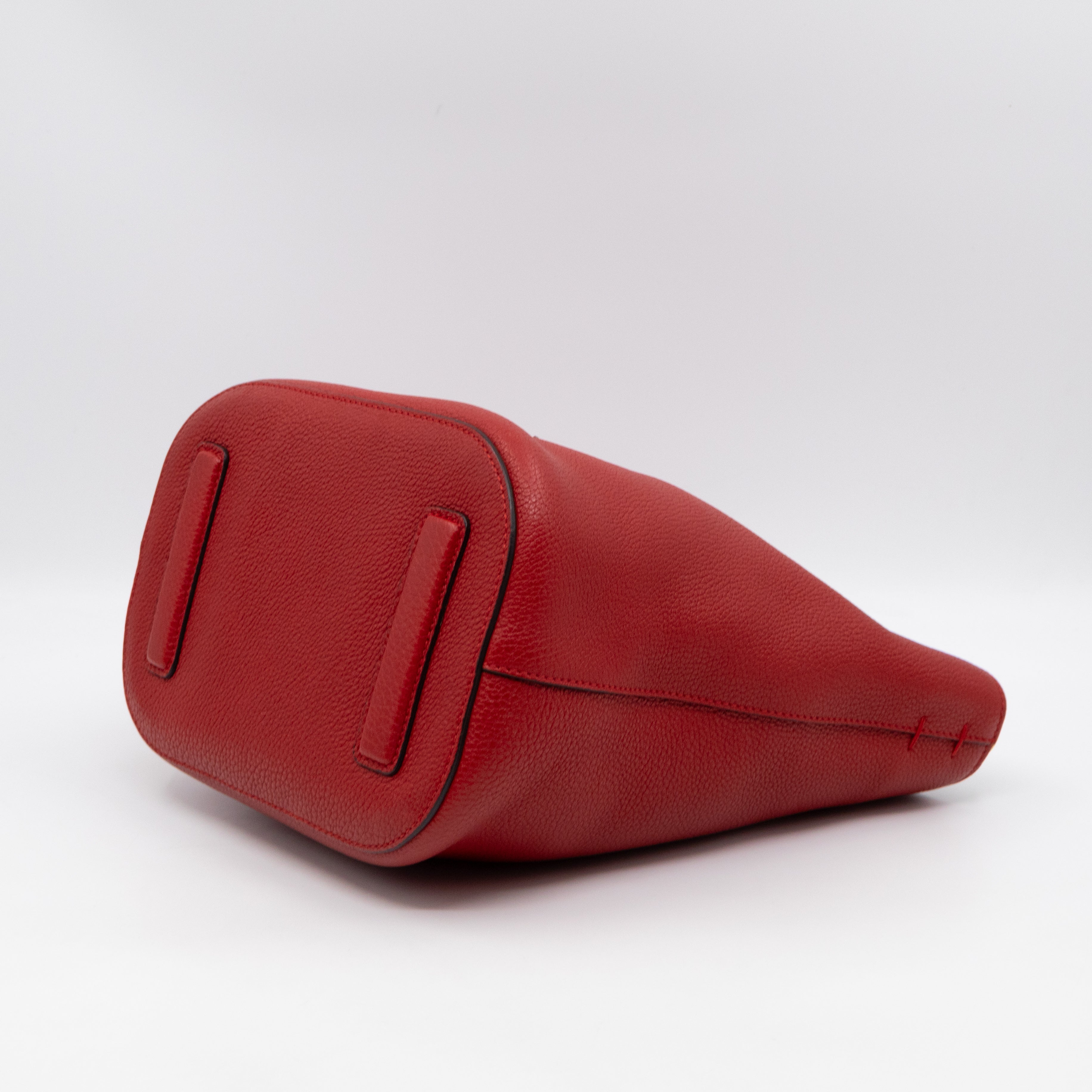 Small Jackie Soft Bucket Bag Red Leather