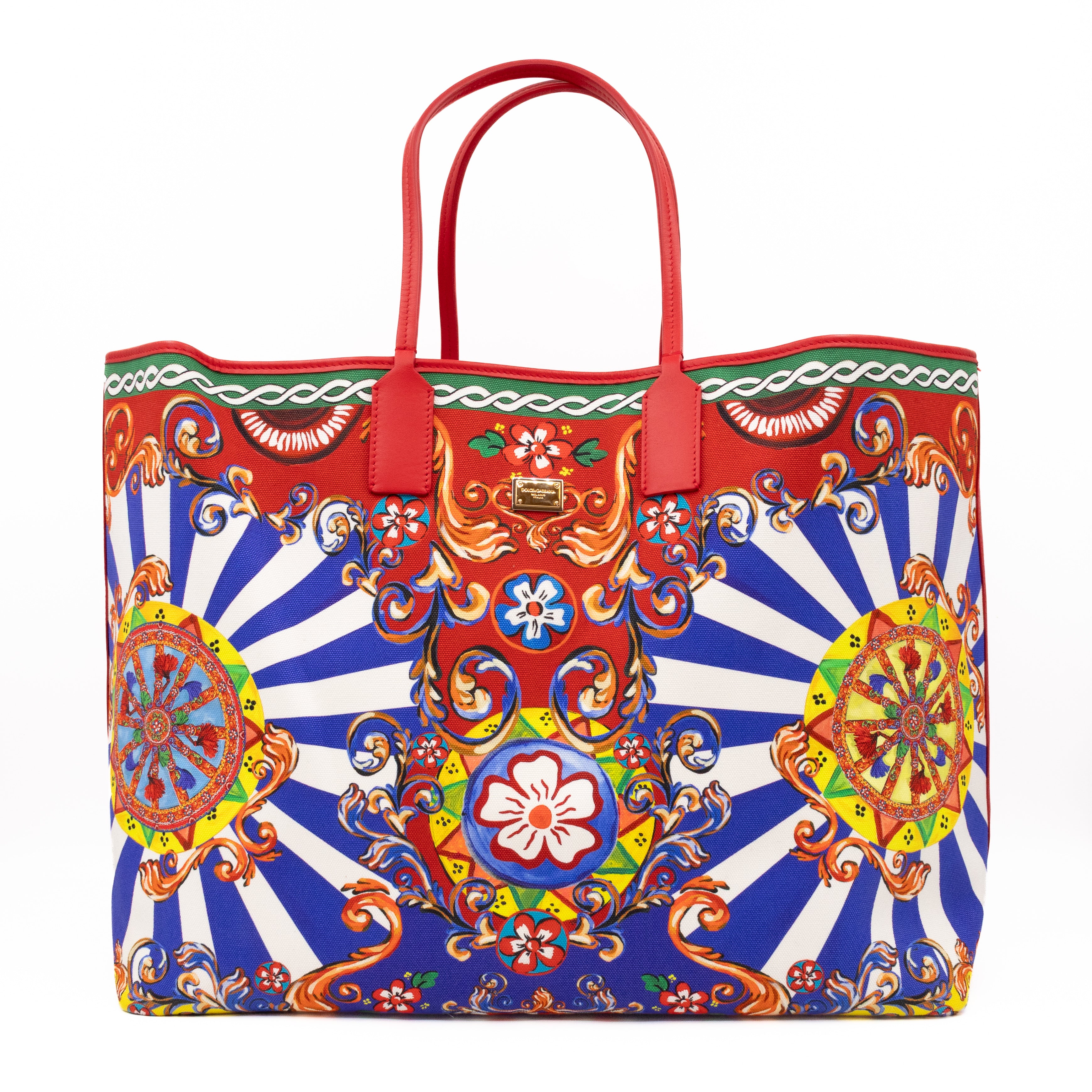 Large Carretto Printed Tote Red