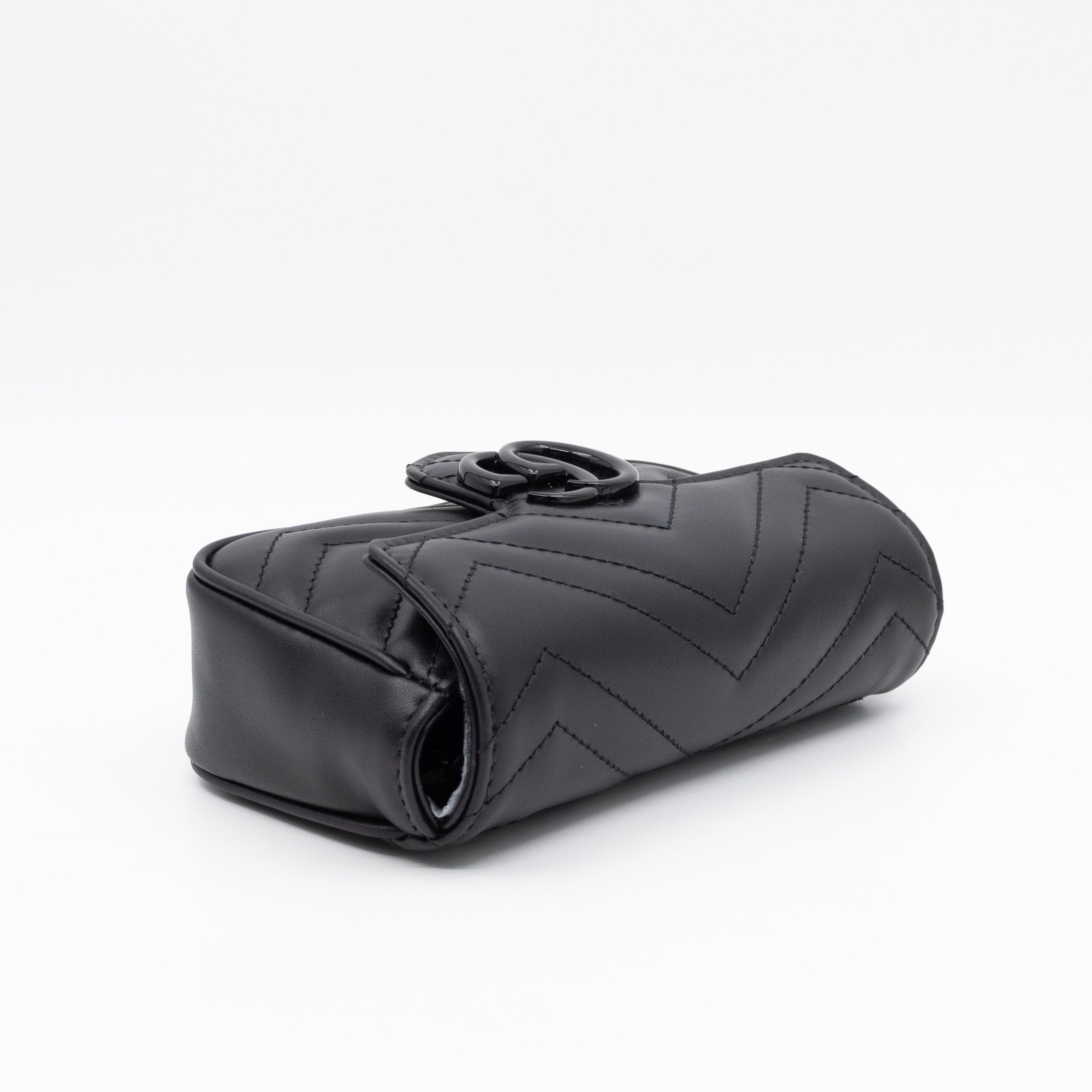 GG Marmont Chain Belt Bag Black Leather