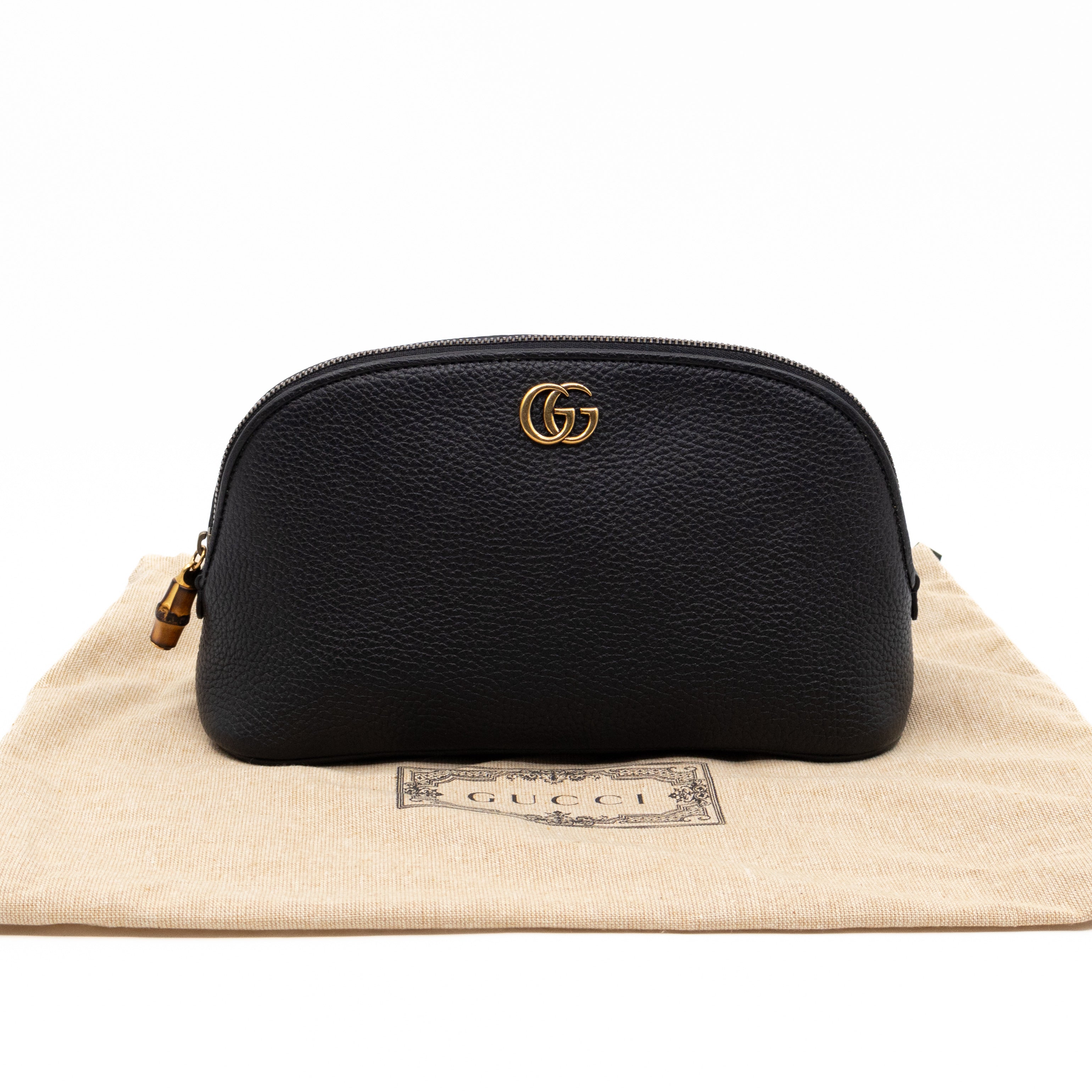 Bamboo Puller GG Beauty Case Black Leather