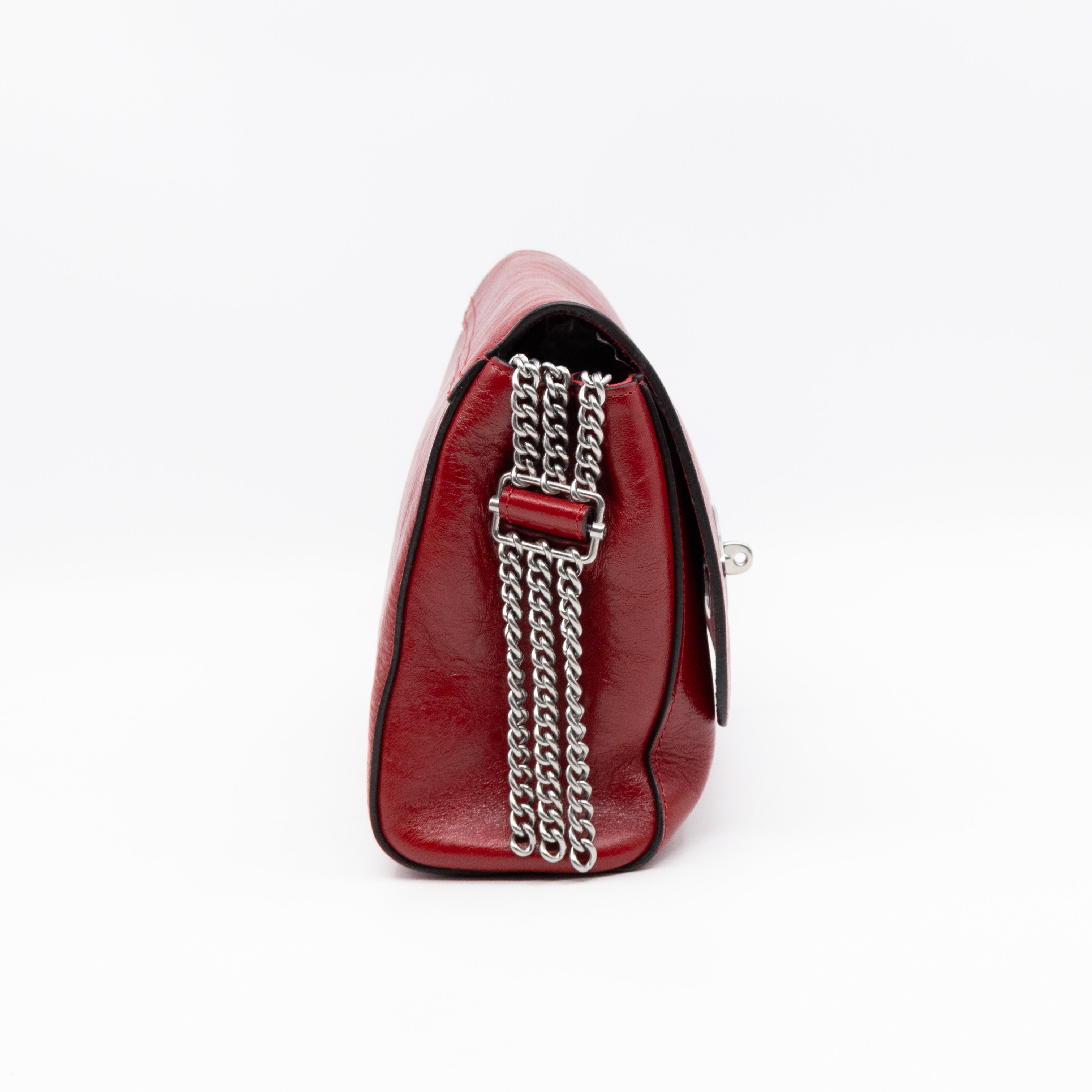 Lily Medium Triple Chain Lancaster Red Leather Silver