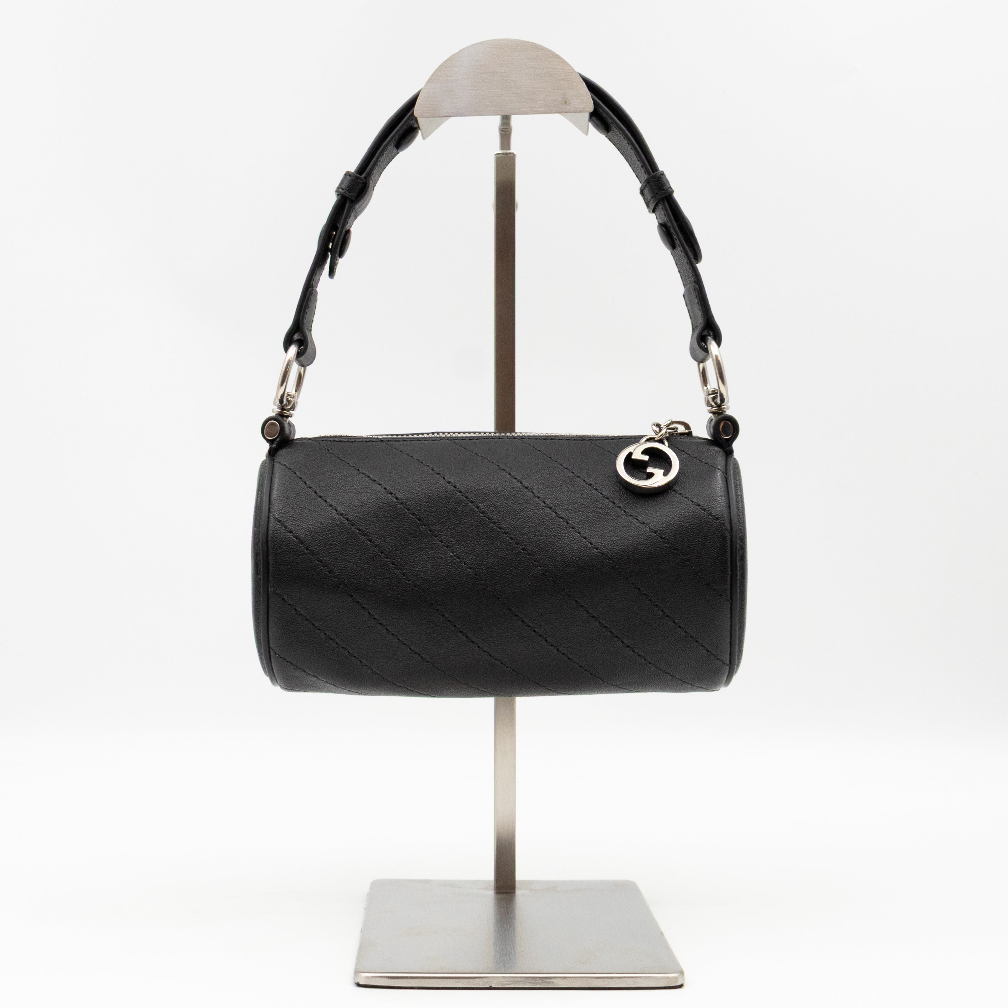 Mini Blondie Shoulder Bag Black Diagonal Quilted Leather