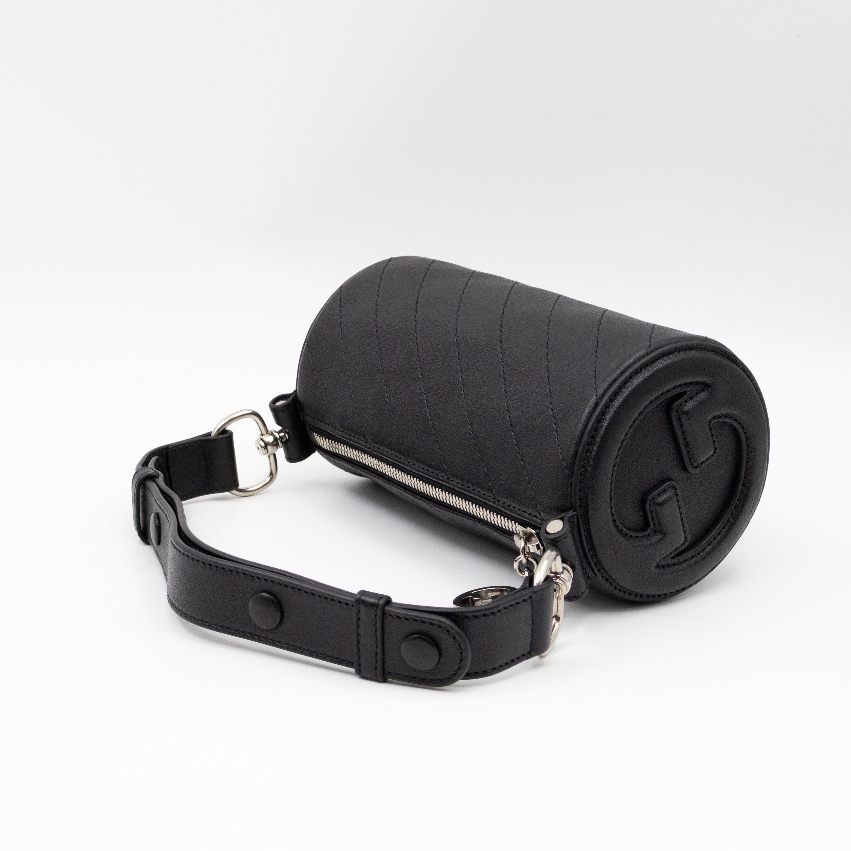 Mini Blondie Shoulder Bag Black Diagonal Quilted Leather