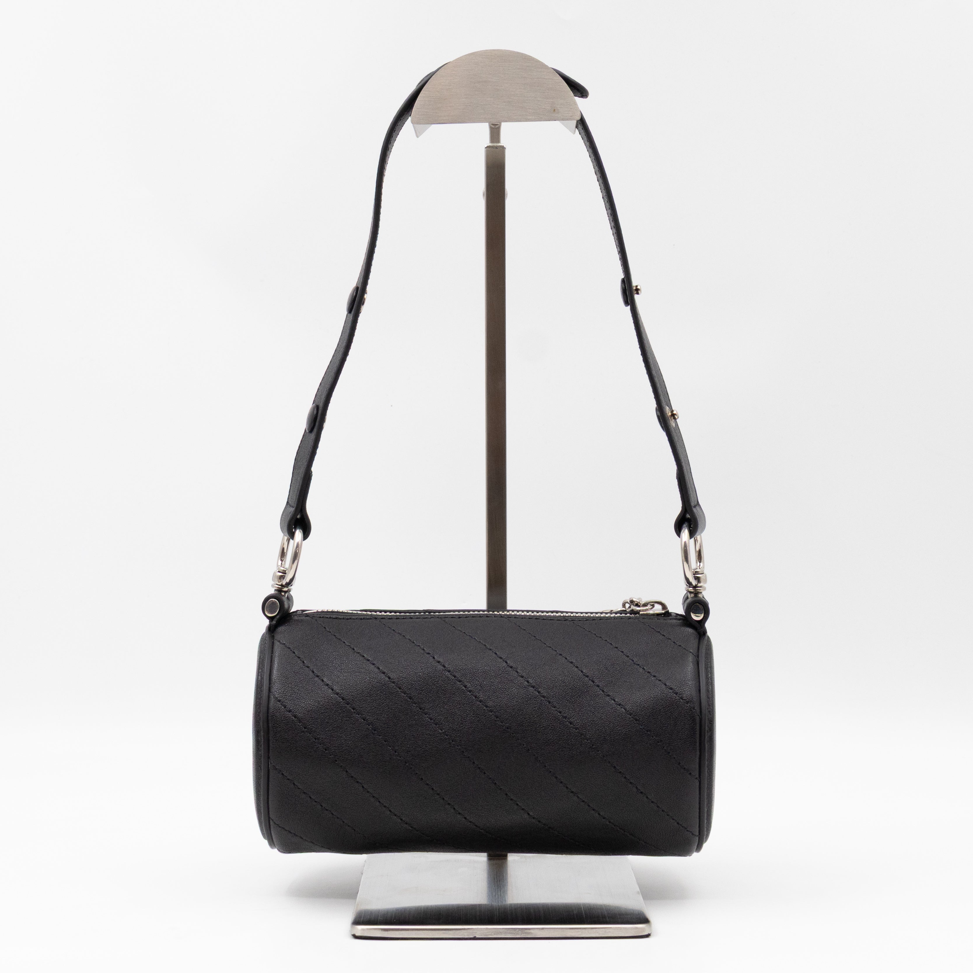 Mini Blondie Shoulder Bag Black Diagonal Quilted Leather