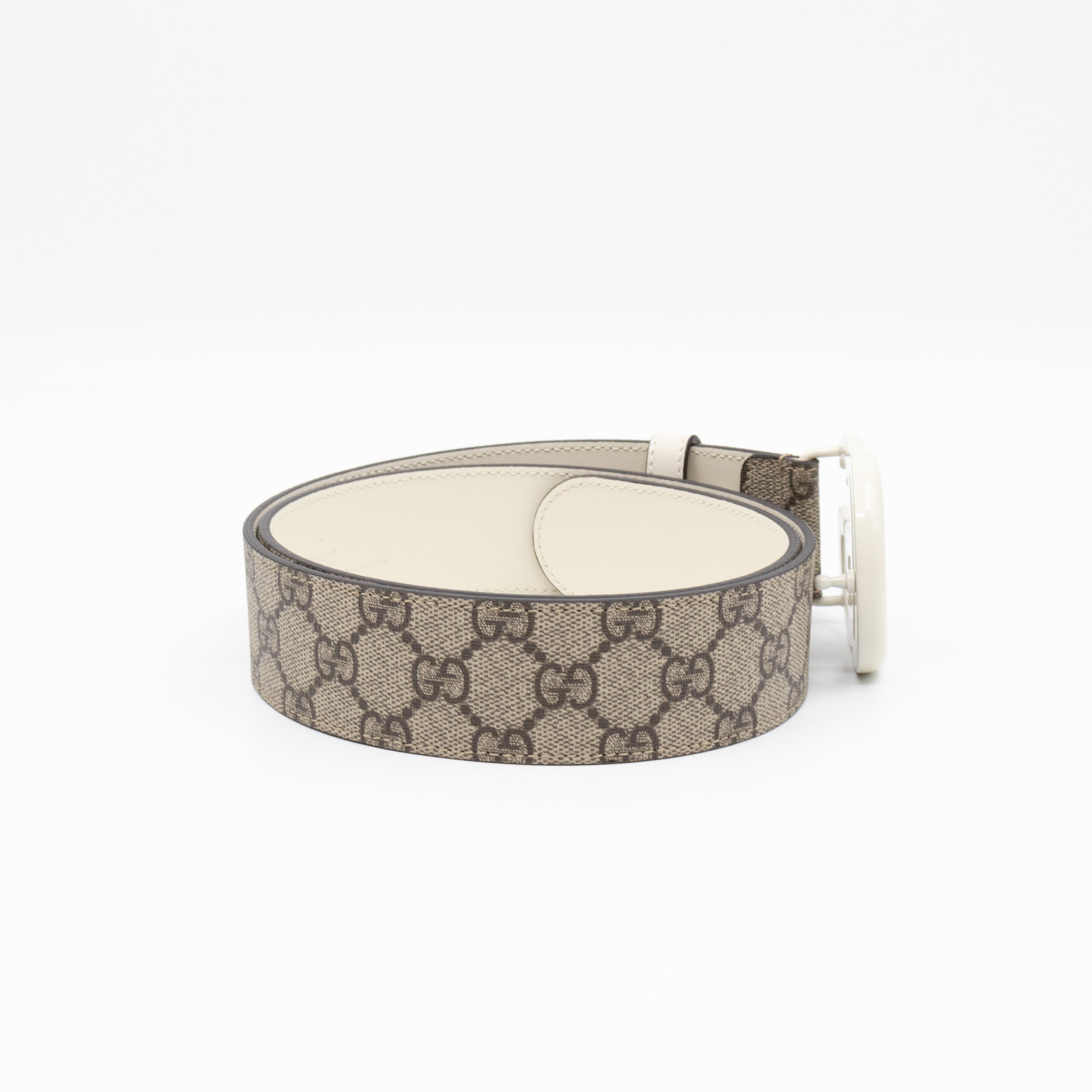 GG Marmont Wide Belt GG Supreme White Leather 85 cm