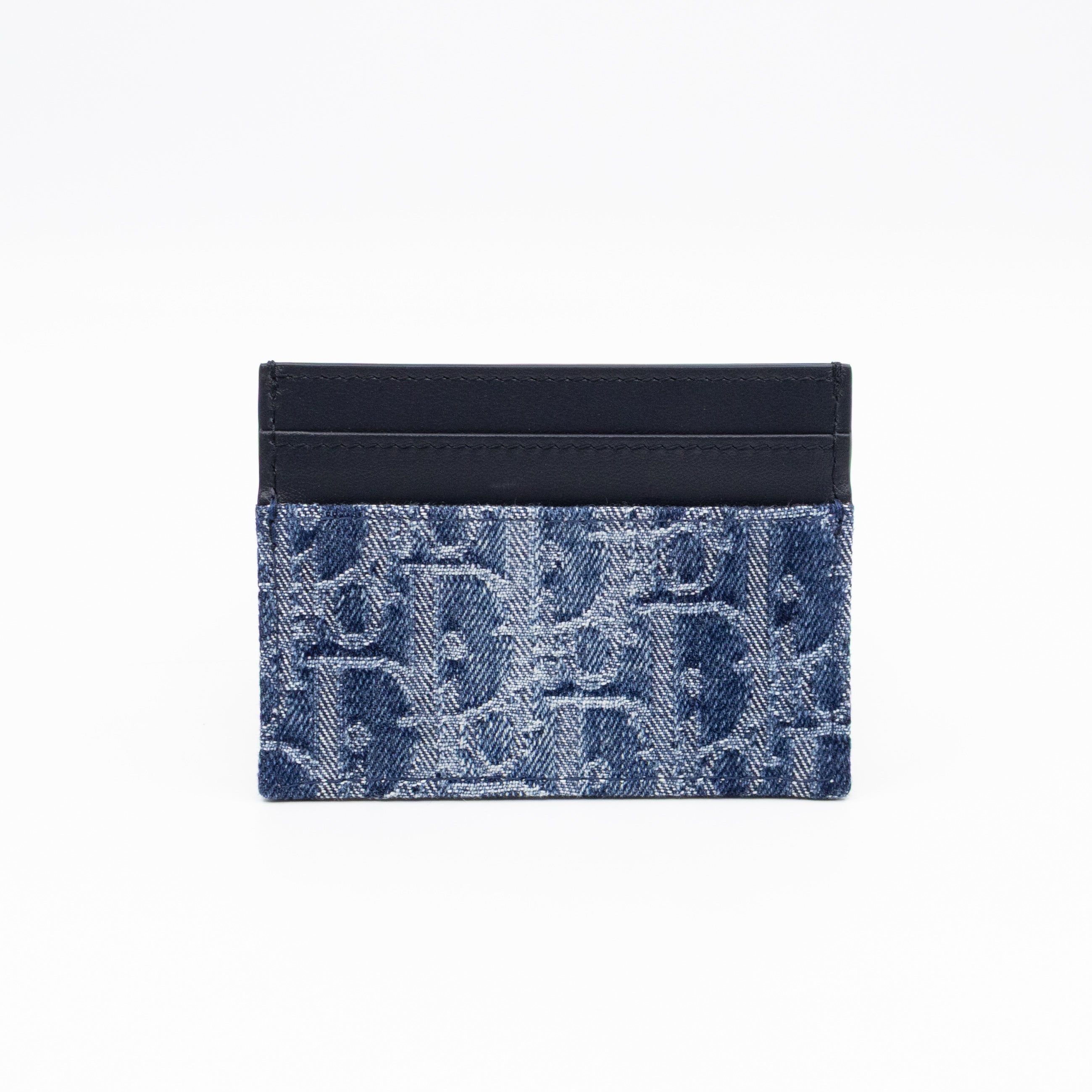 30 Montaigne Freesia Card Holder Blue Denim Dior Oblique Jacquard