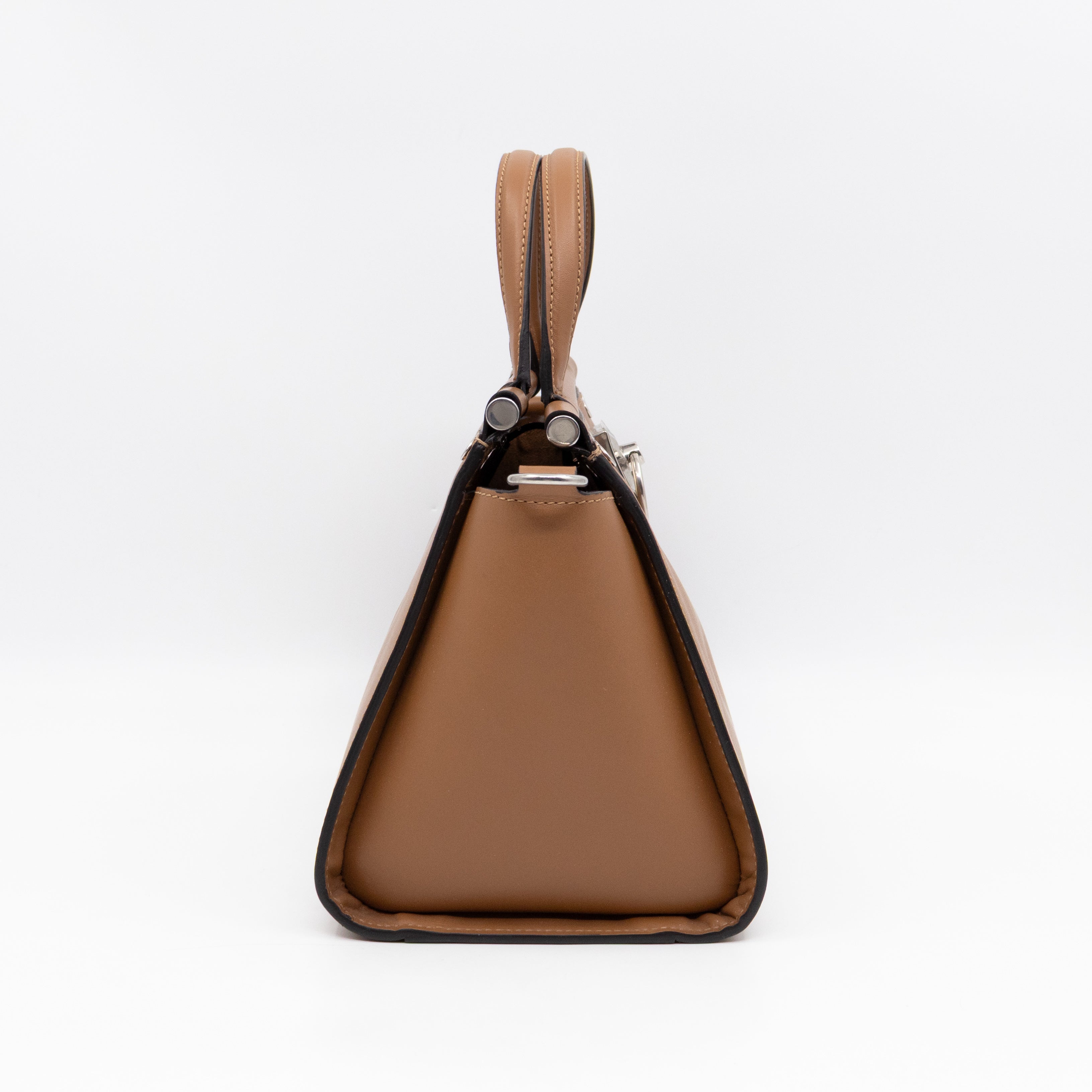 Iris Small Top Handle Stud Teak Smooth Calfskin