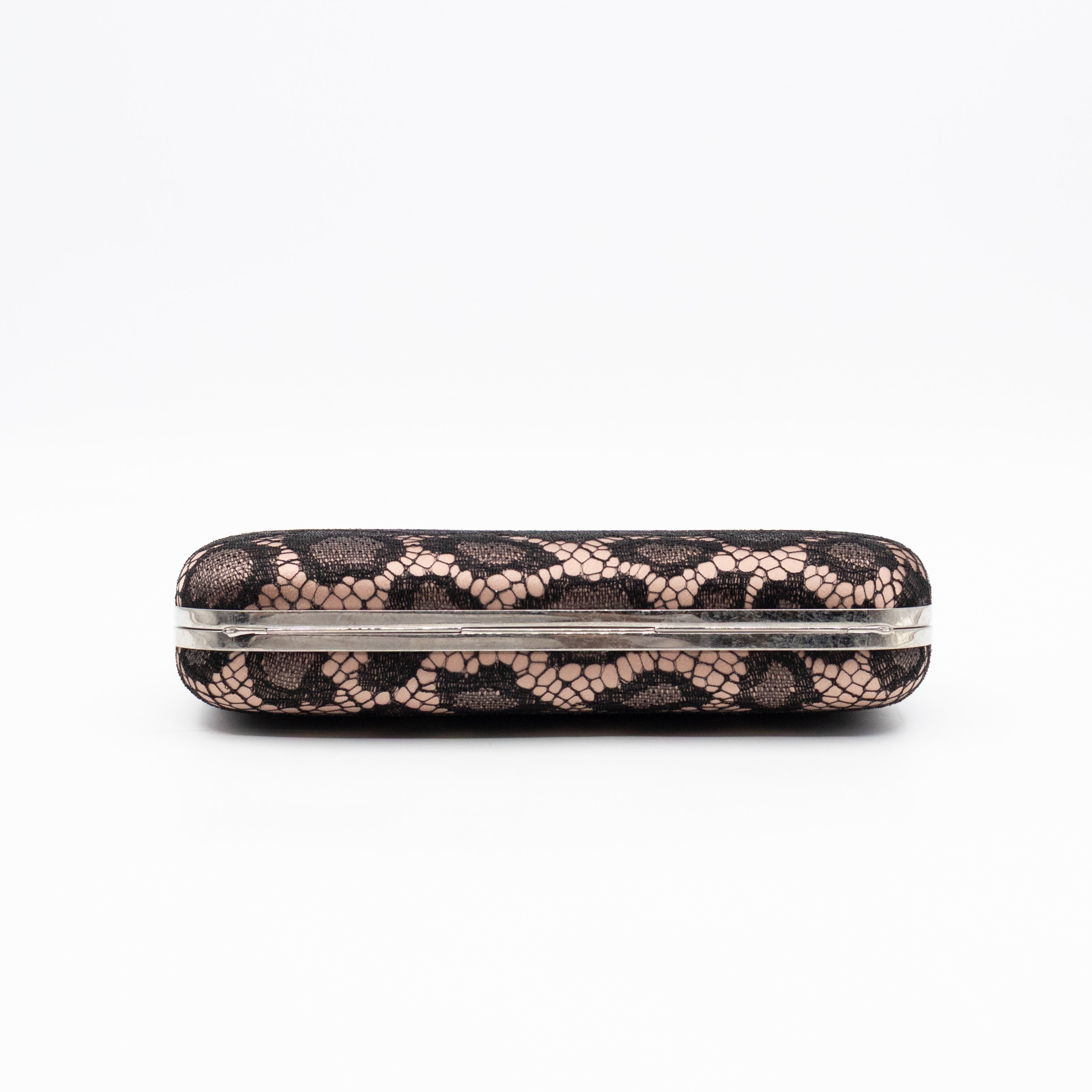 Long Skull Knuckle Clutch Leopard Lace Pink