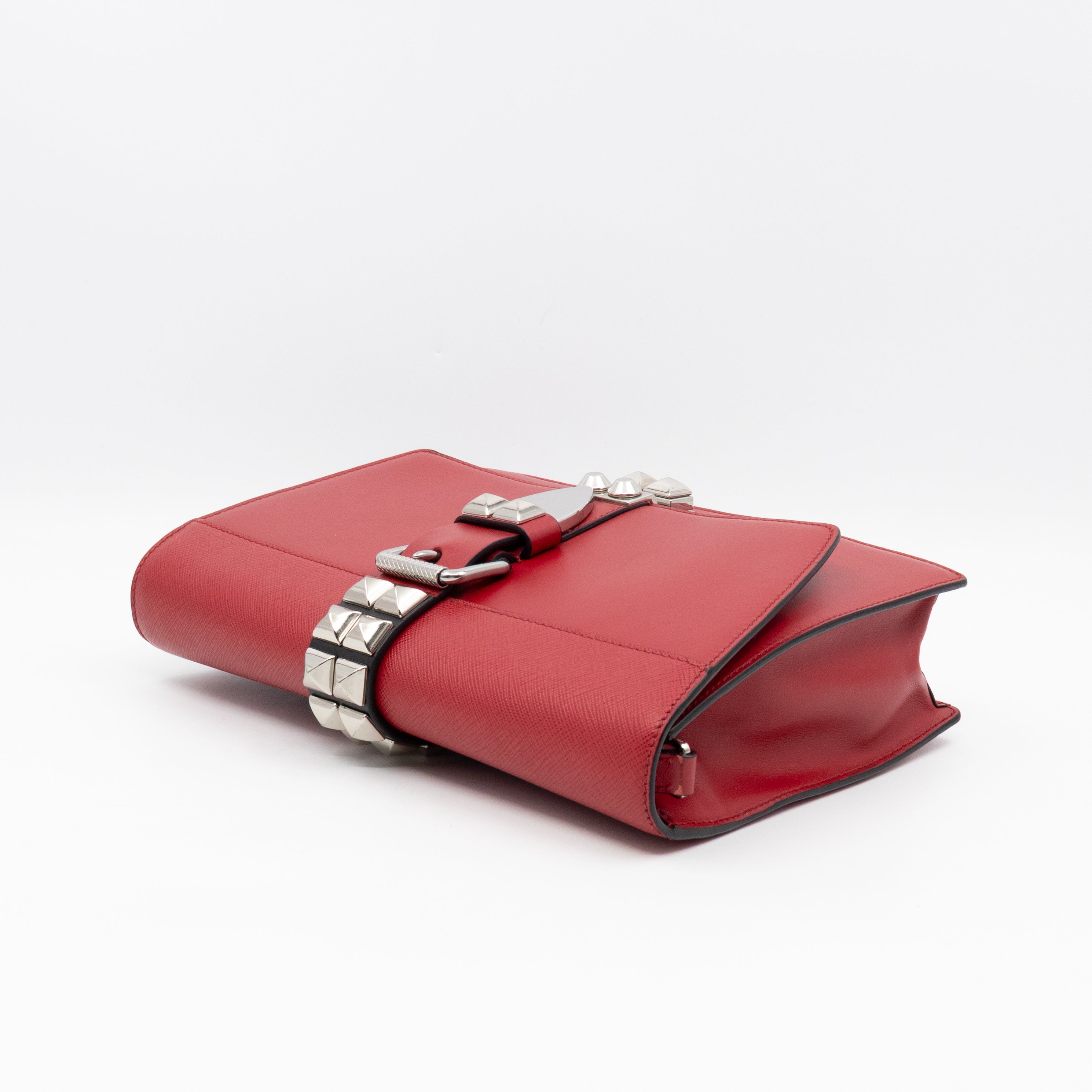Elektra Studded Small Crossbody Bag Red Leather