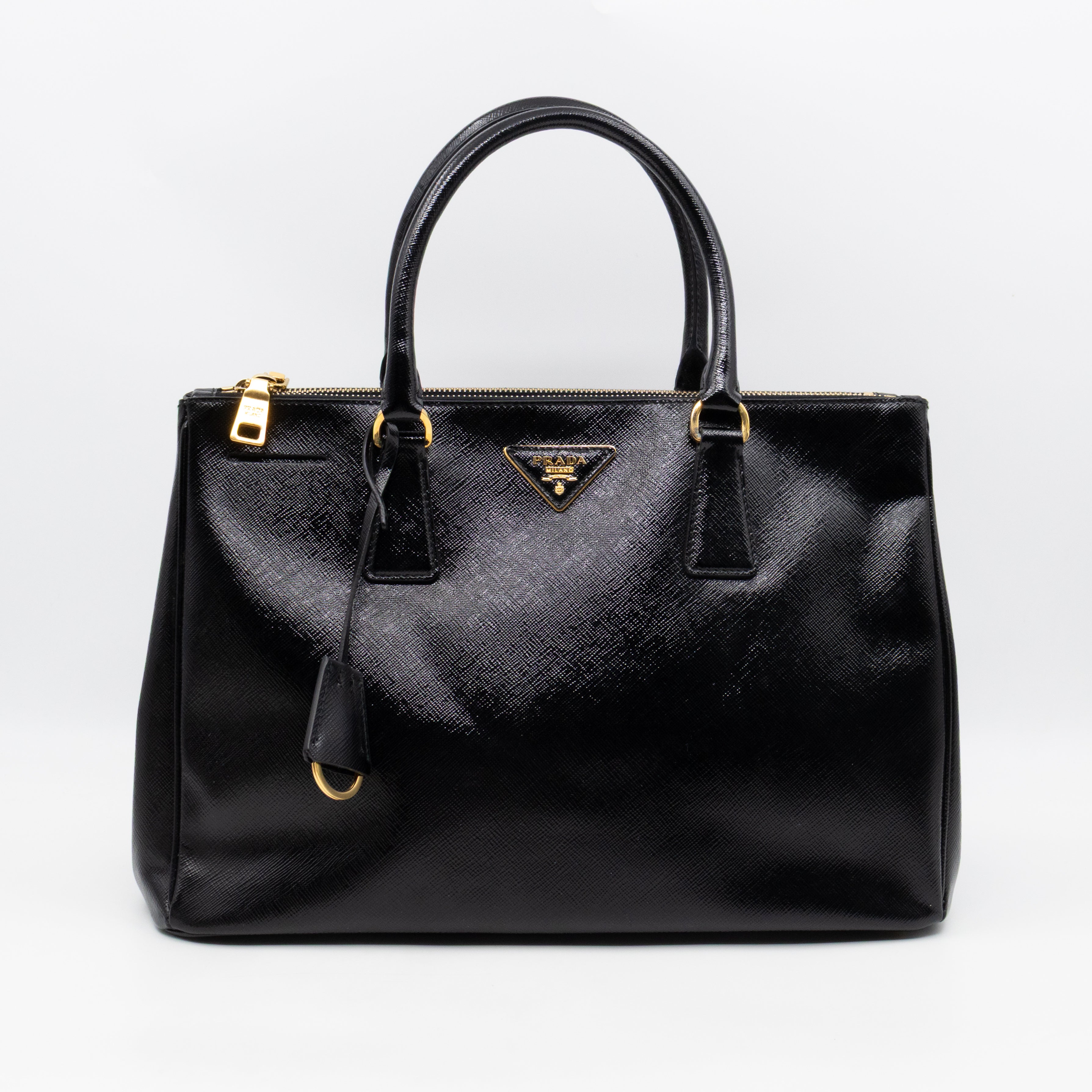 Galleria Double Zip Large Black Saffiano Leather