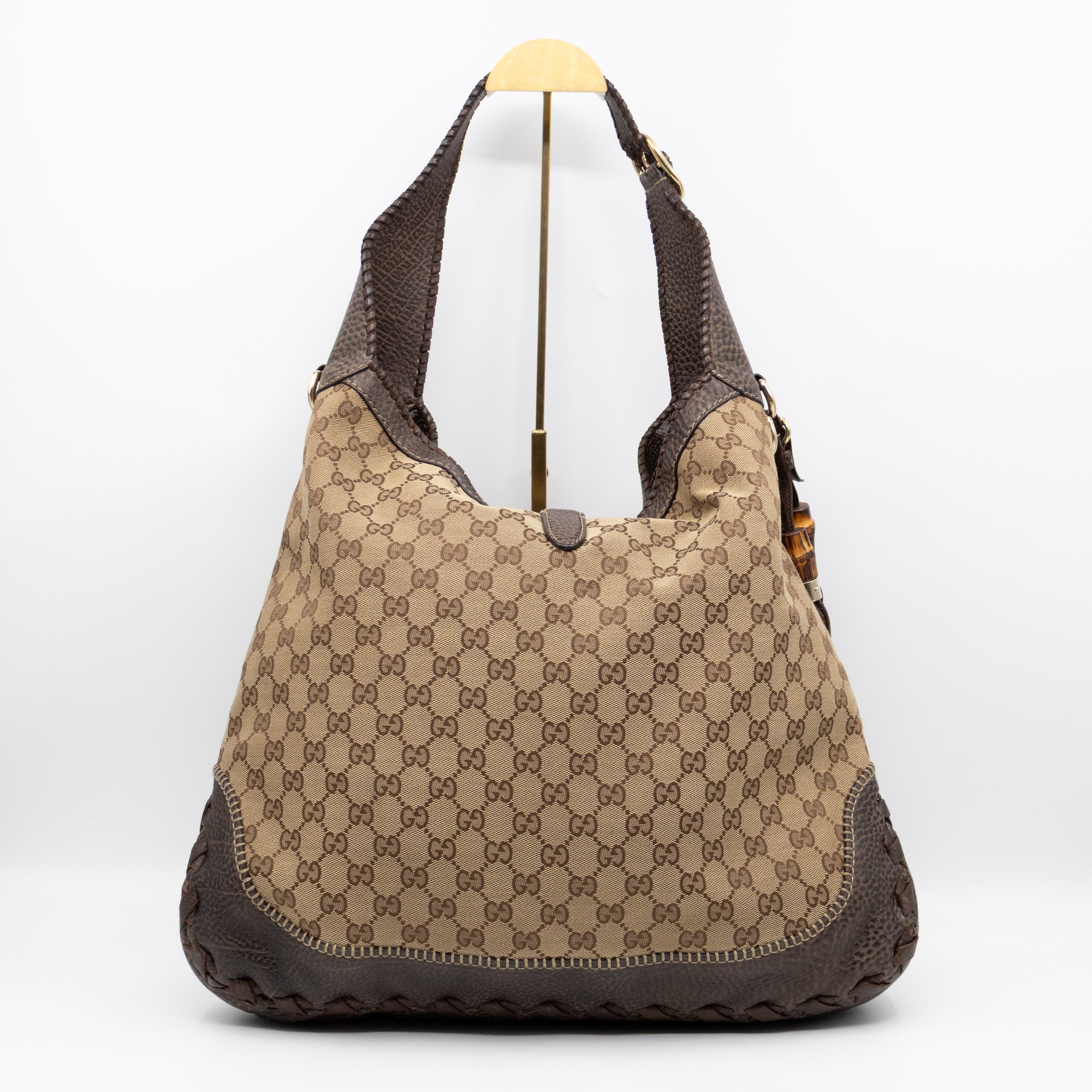 New Jackie Large Hobo Bag GG Supreme Brown Leather
