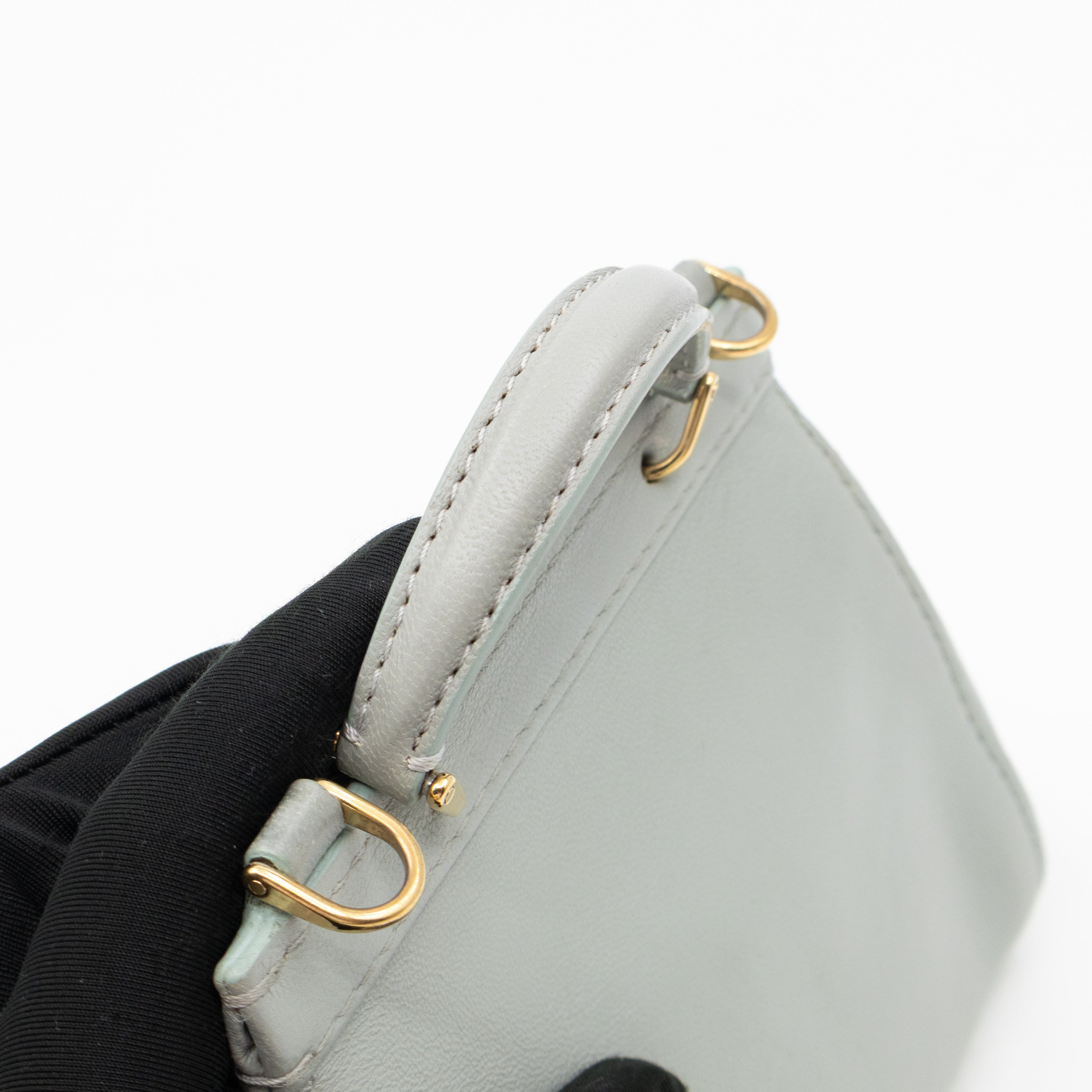 Micro Sicily Tweed Flap Light Blue Leather