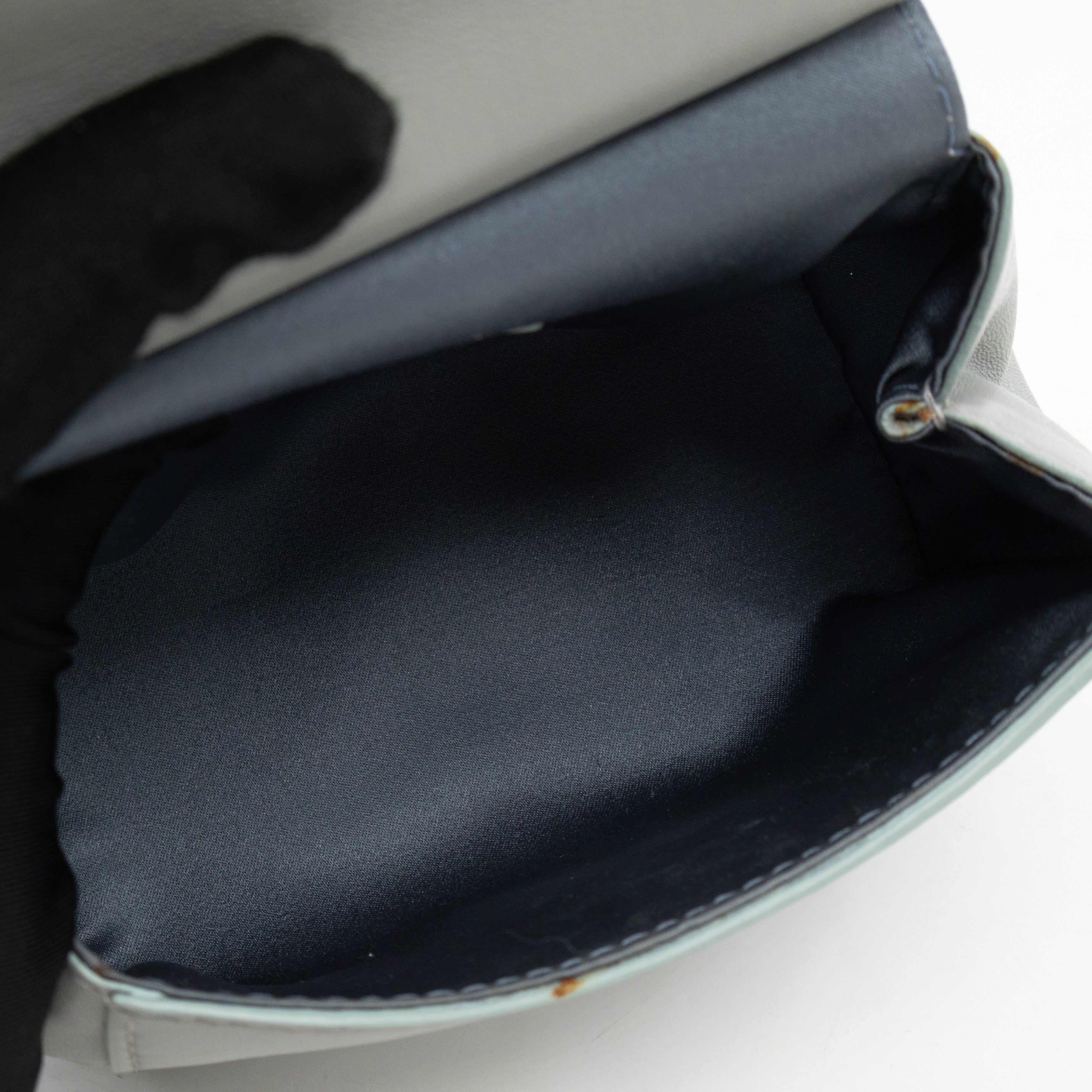 Micro Sicily Tweed Flap Light Blue Leather