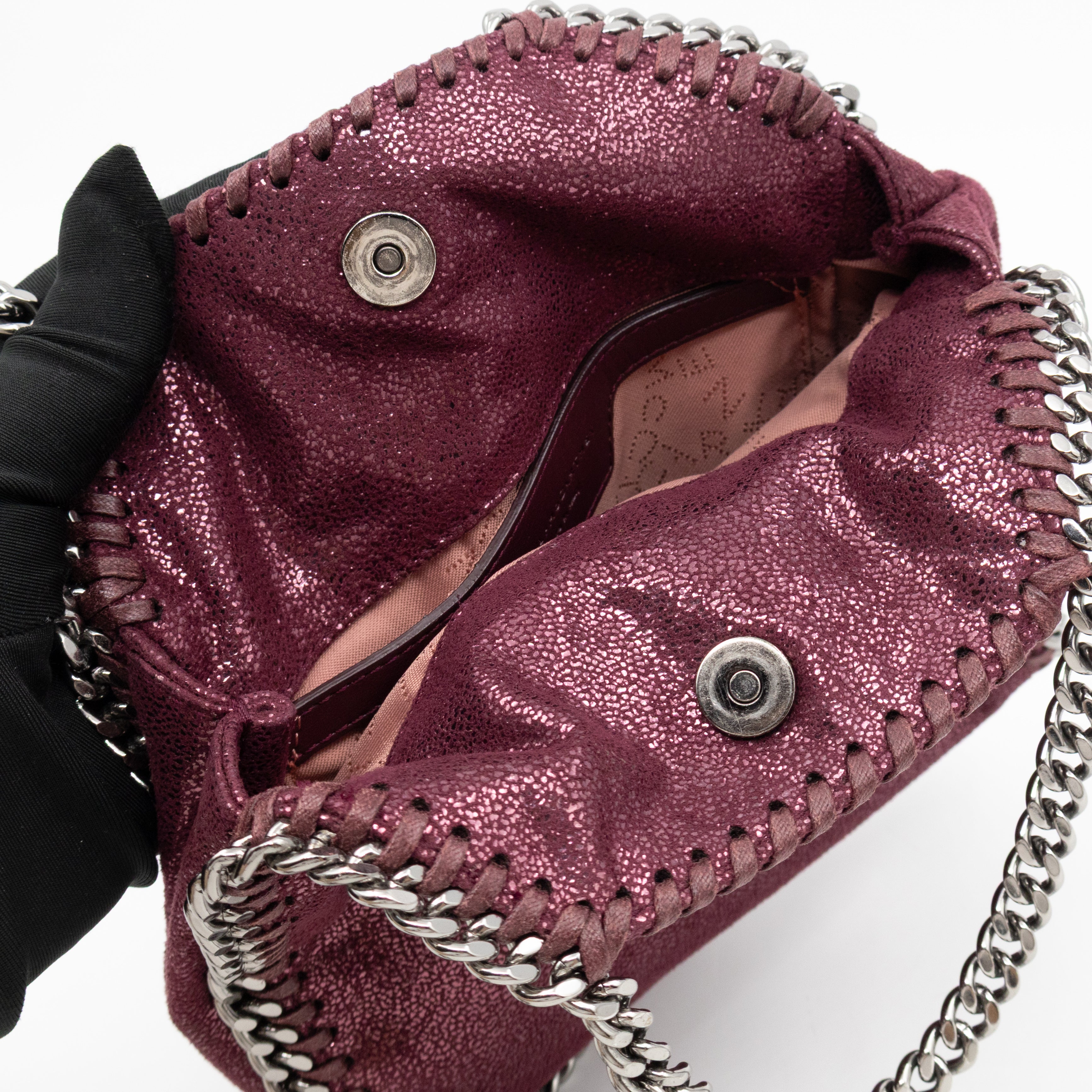 Falabella Fold Over Tote Tiny Metallic Burgundy