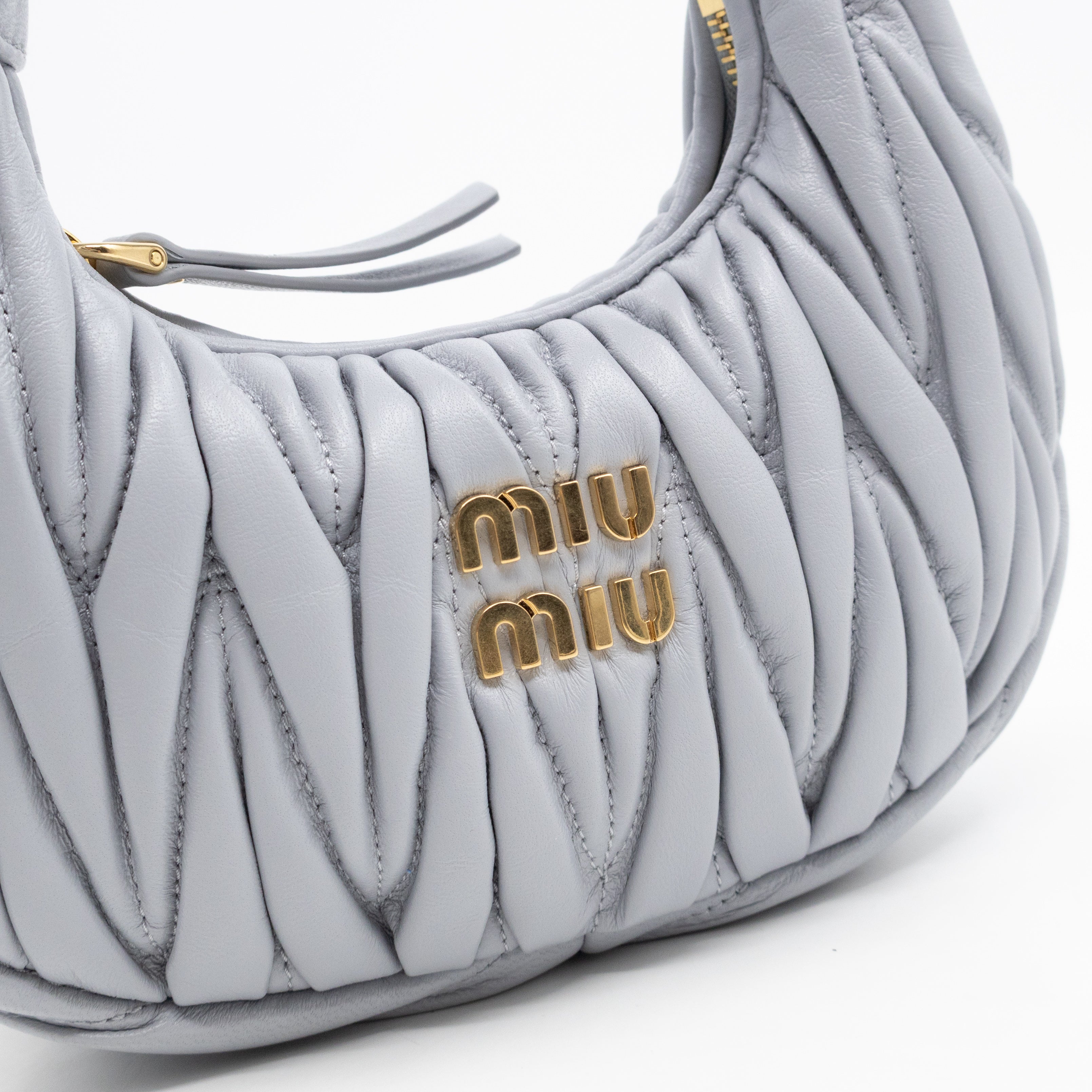 Wander Mini Hobo Bag Cornflower Matelassé Nappa Leather